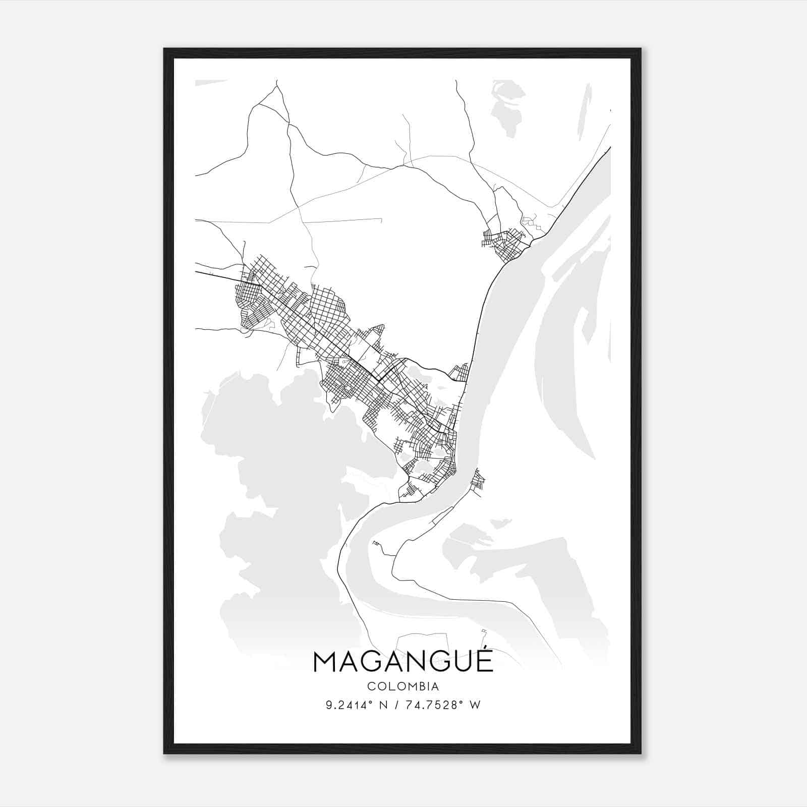 Magangue Colombia Map Poster, Magangue City Road Wall Art Print