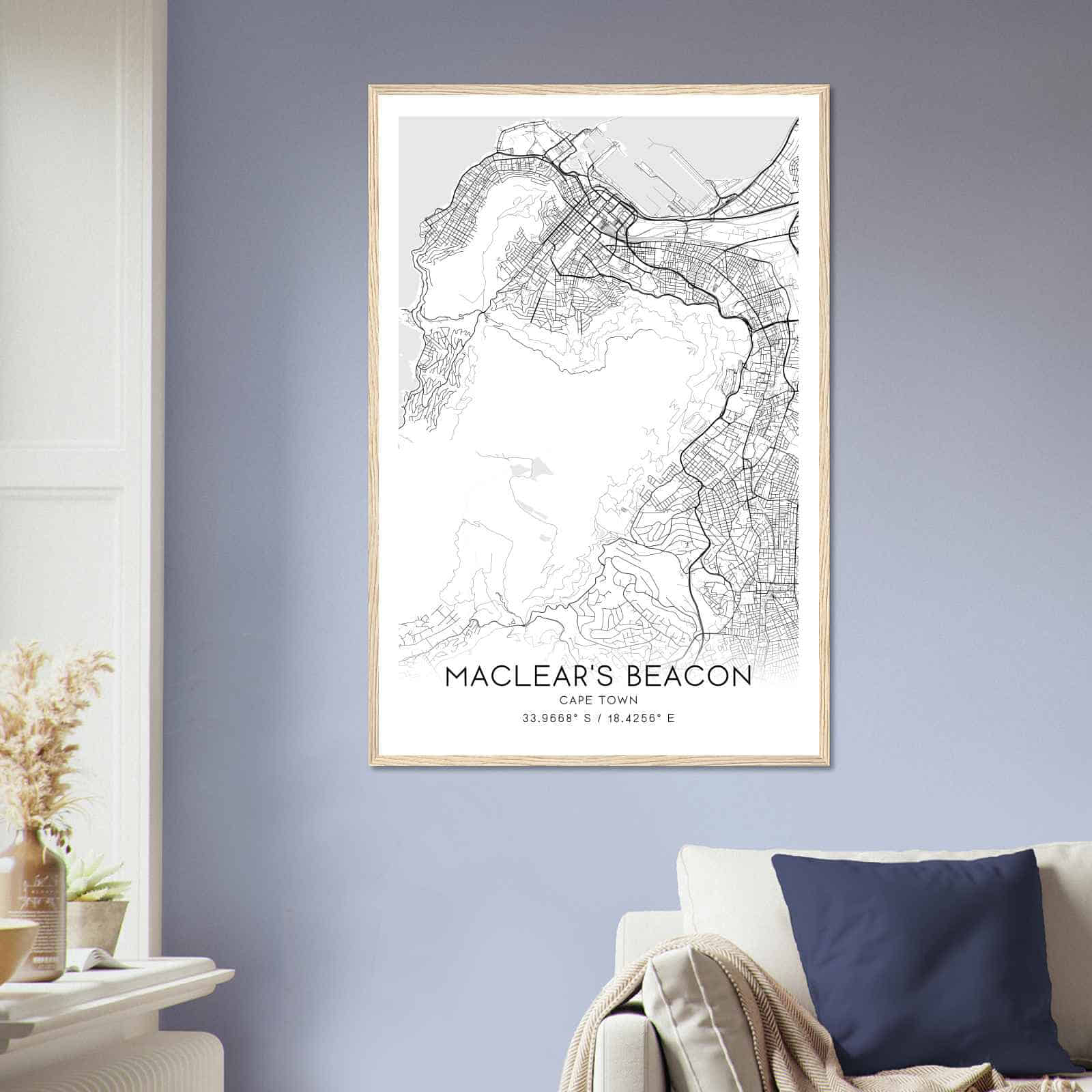 Maclears Beacon Cape Town Map Poster, Maclears Beacon City Road Wall Art Print