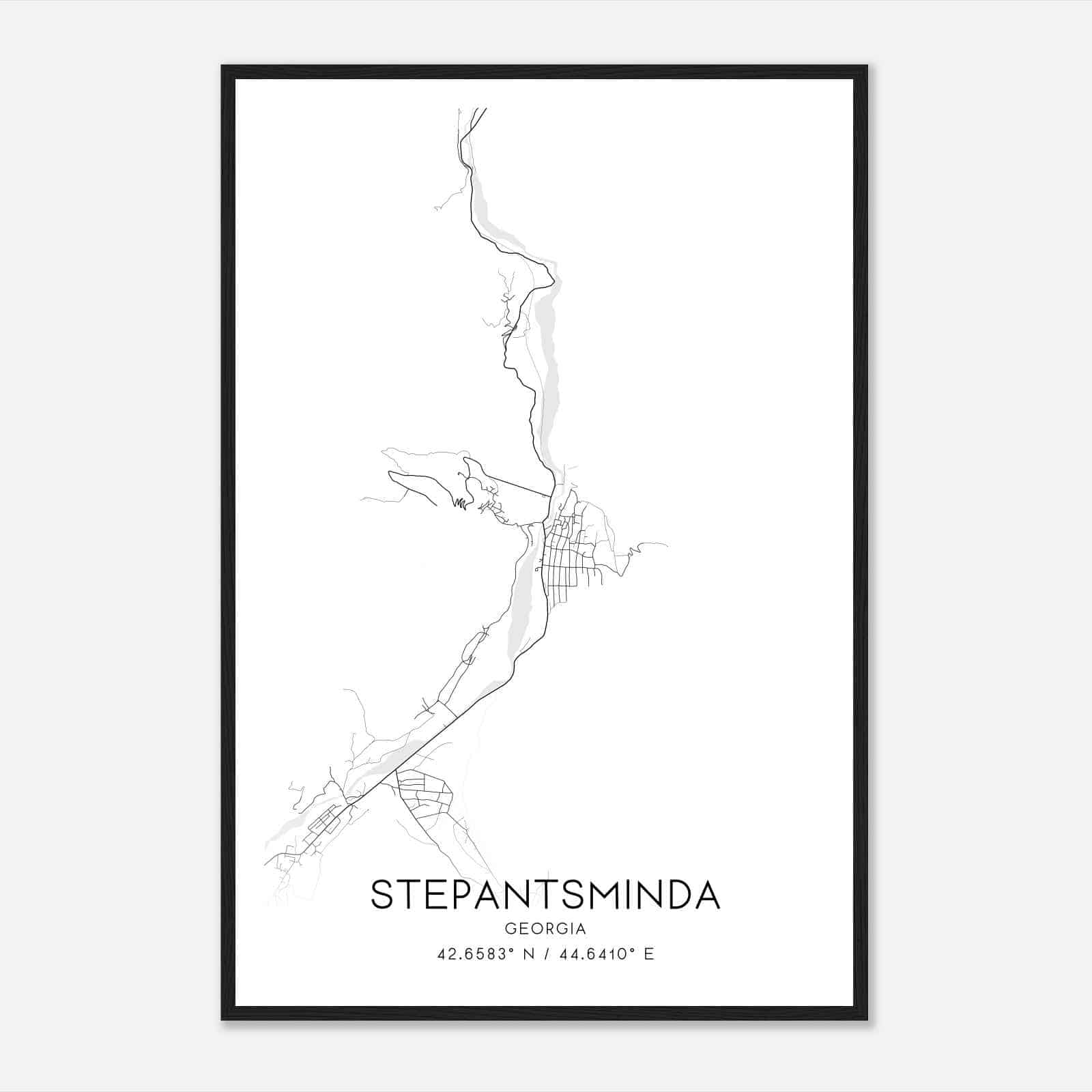 Stepantsminda Georgia Map Poster, Stepantsminda City Road Wall Art Print