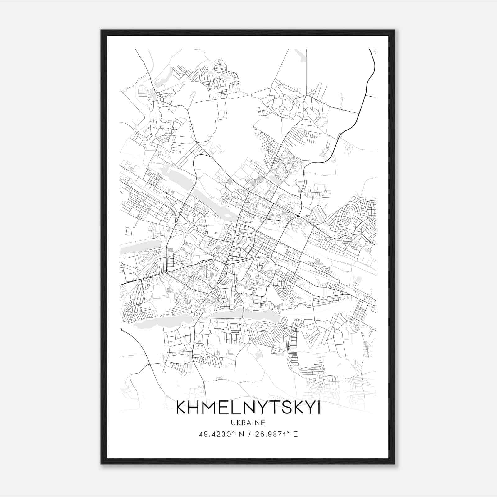Khmelnytskyi Ukraine Map Poster, Khmelnytskyi City Road Wall Art Print