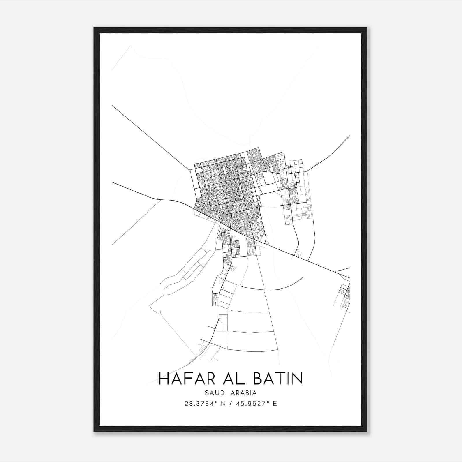 Hafar Al Batin Saudi Arabia Map Poster, Hafar Al Batin City Road Wall Art Print