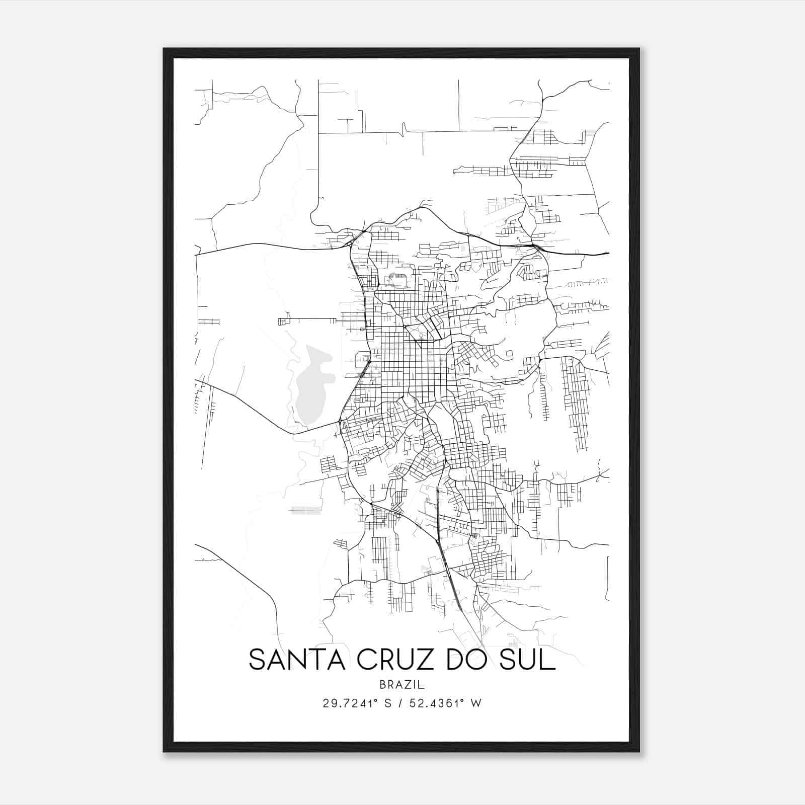 Santa Cruz do Sul Brazil Map Poster, Santa Cruz do Sul City Road Wall Art Print