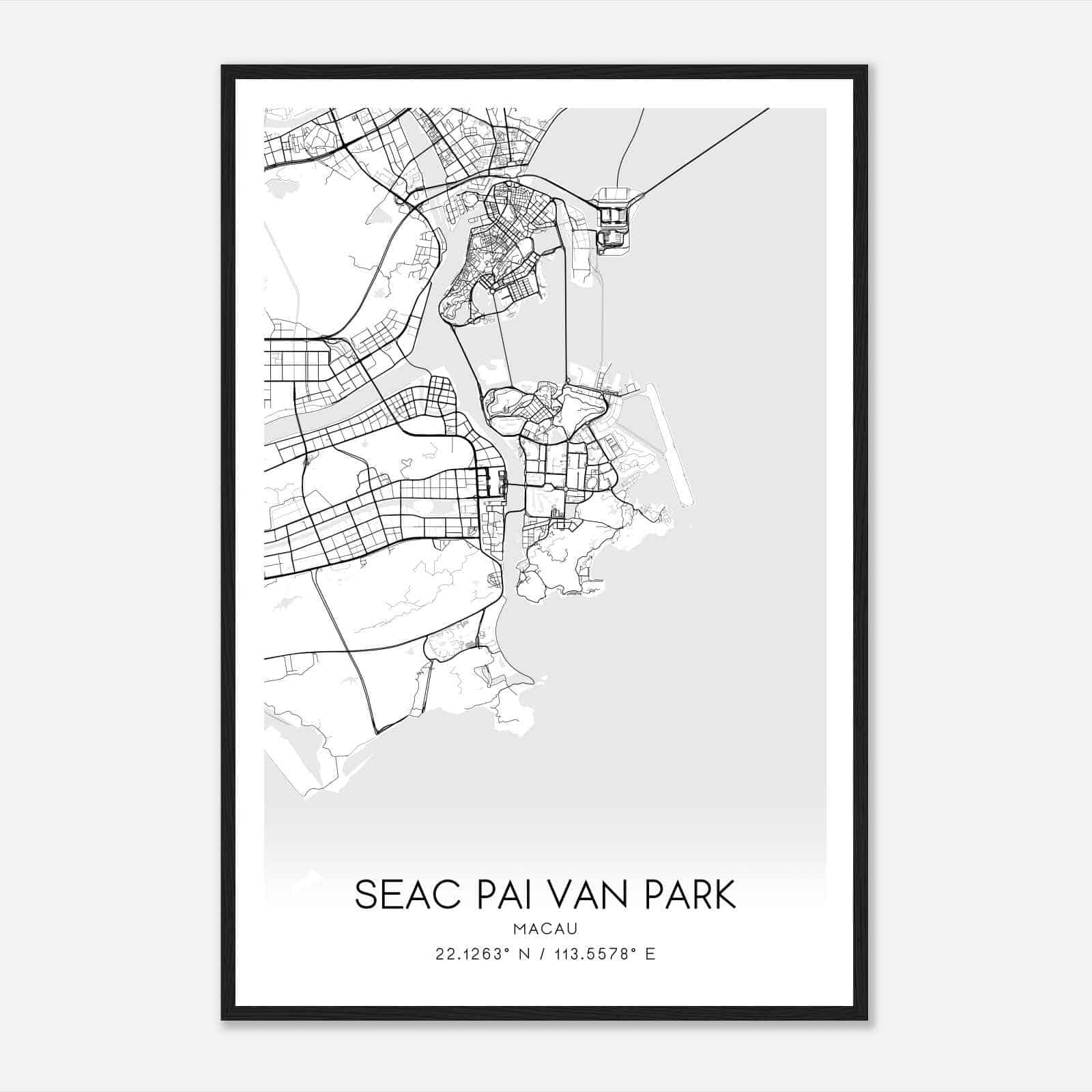 Seac Pai Van Park Macau Map Poster, Seac Pai Van Park City Road Wall Art Print