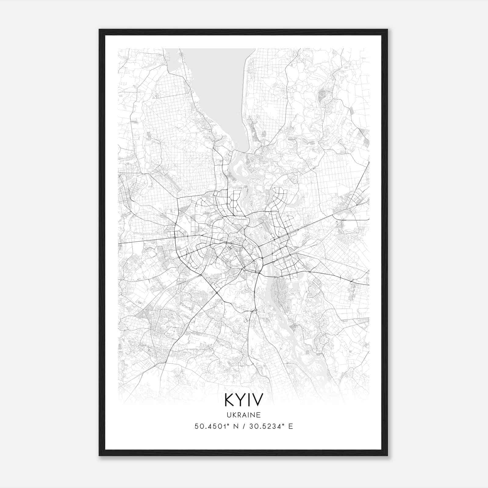 Kyiv Ukraine Map Poster, Kyiv City Road Wall Art Print