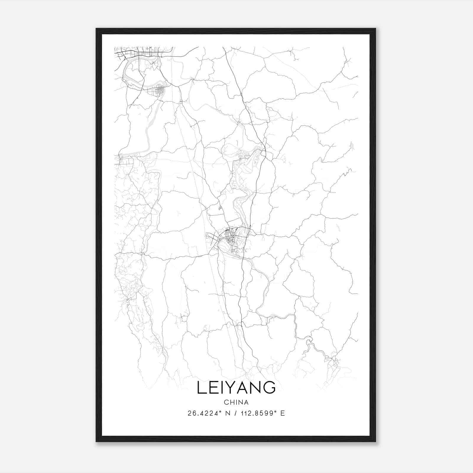 Leiyang China Map Poster, Leiyang City Road Wall Art Print