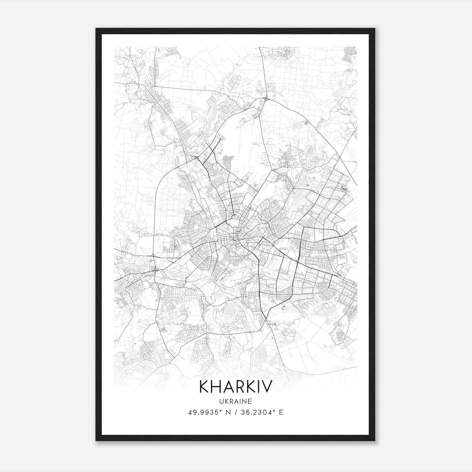 Kharkiv Ukraine Map Poster, Kharkiv City Road Wall Art Print