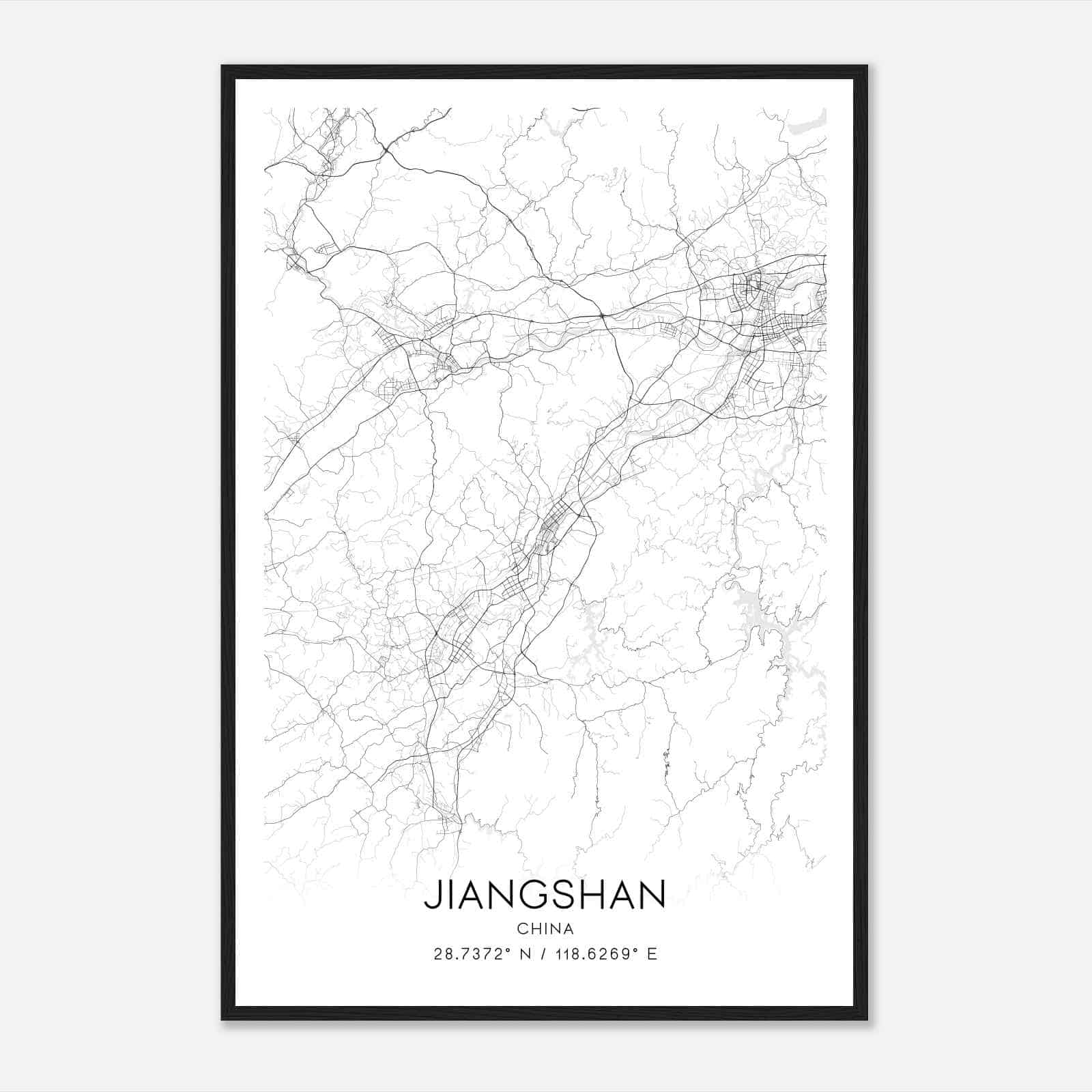Jiangshan China Map Poster, Jiangshan City Road Wall Art Print