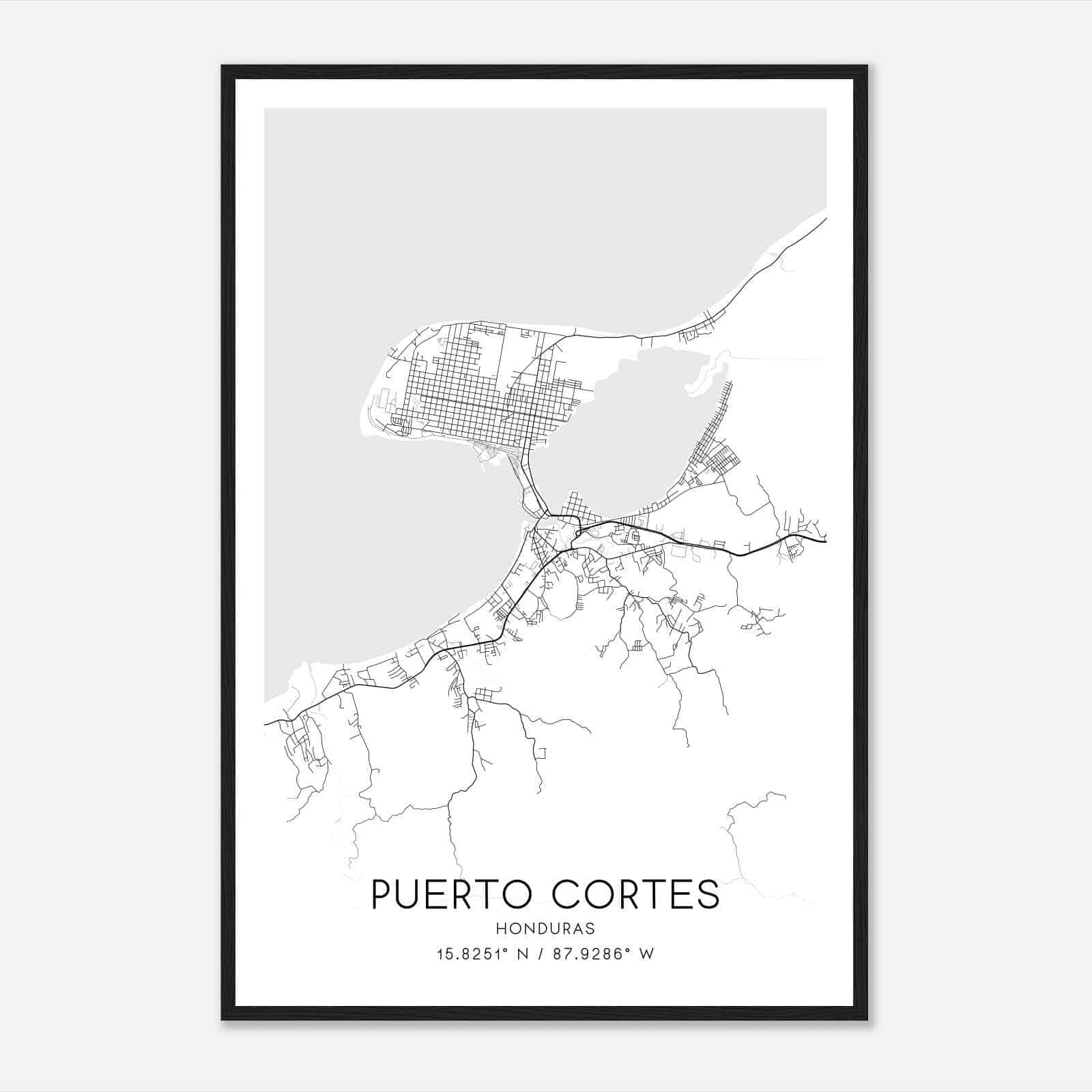 Puerto Cortes Honduras Map Poster, Puerto Cortes City Road Wall Art Print