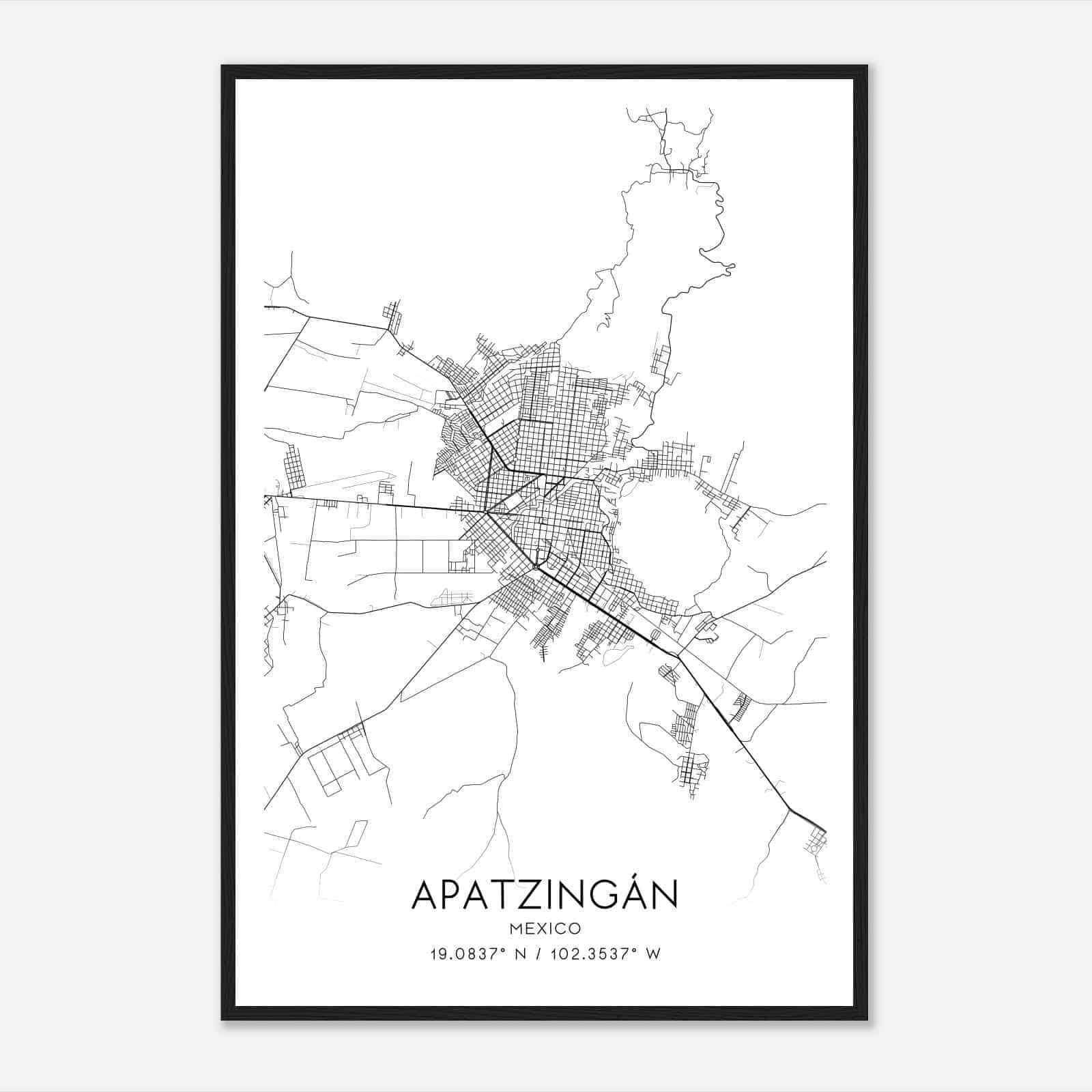 Apatzingan Mexico Map Poster, Apatzingan City Road Wall Art Print