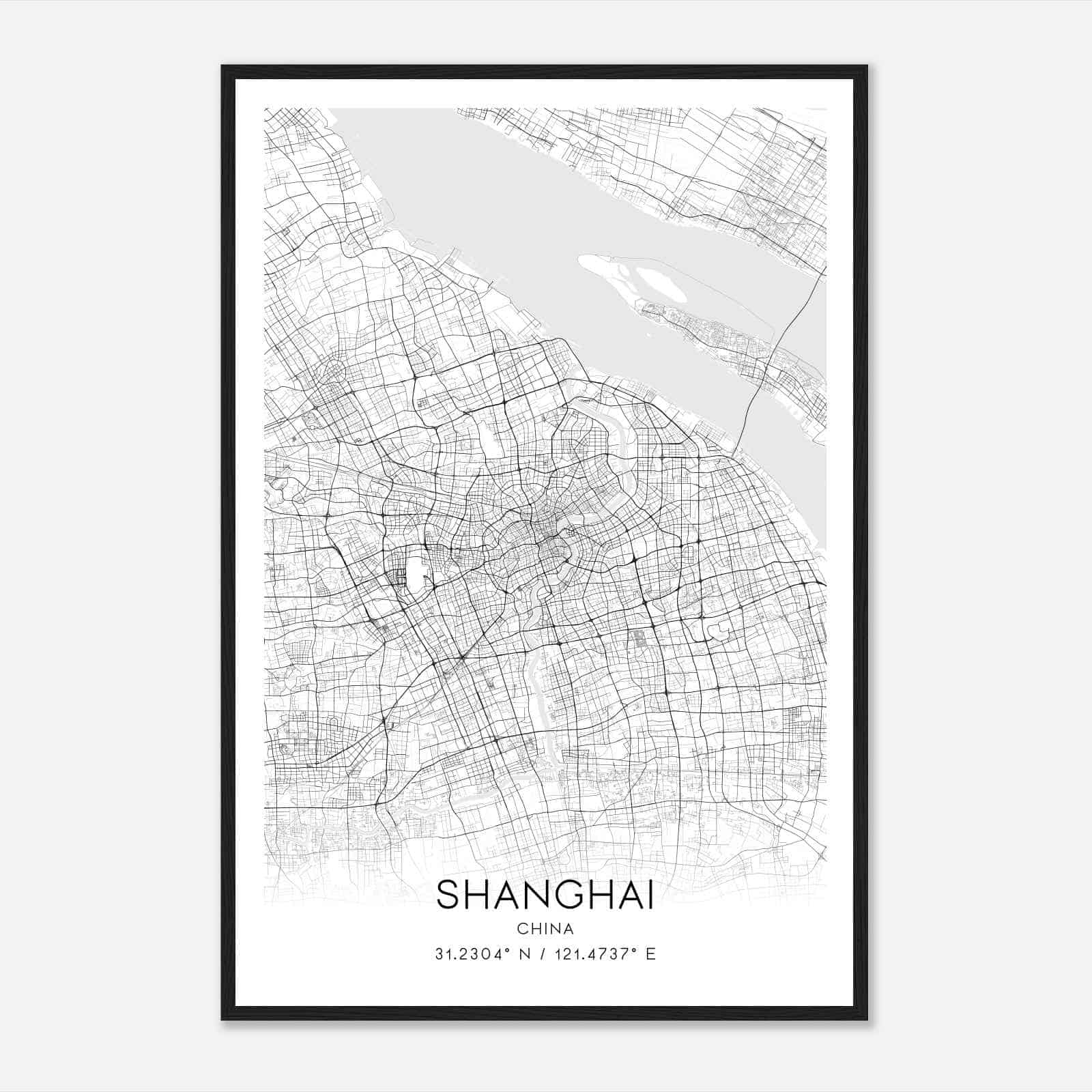 Shanghai China Map Poster, Shanghai City Road Wall Art Print