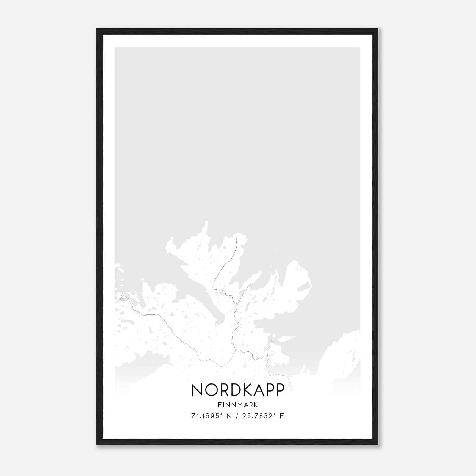 Nordkapp Finnmark Map Poster, Nordkapp City Road Wall Art Print