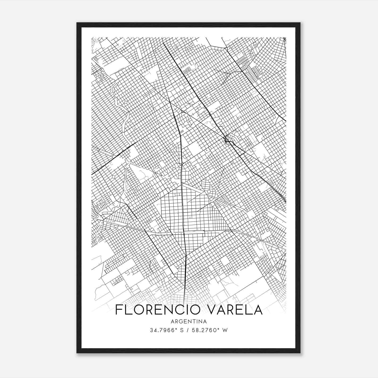 Florencio Varela Argentina Map Poster, Florencio Varela City Road Wall Art Print