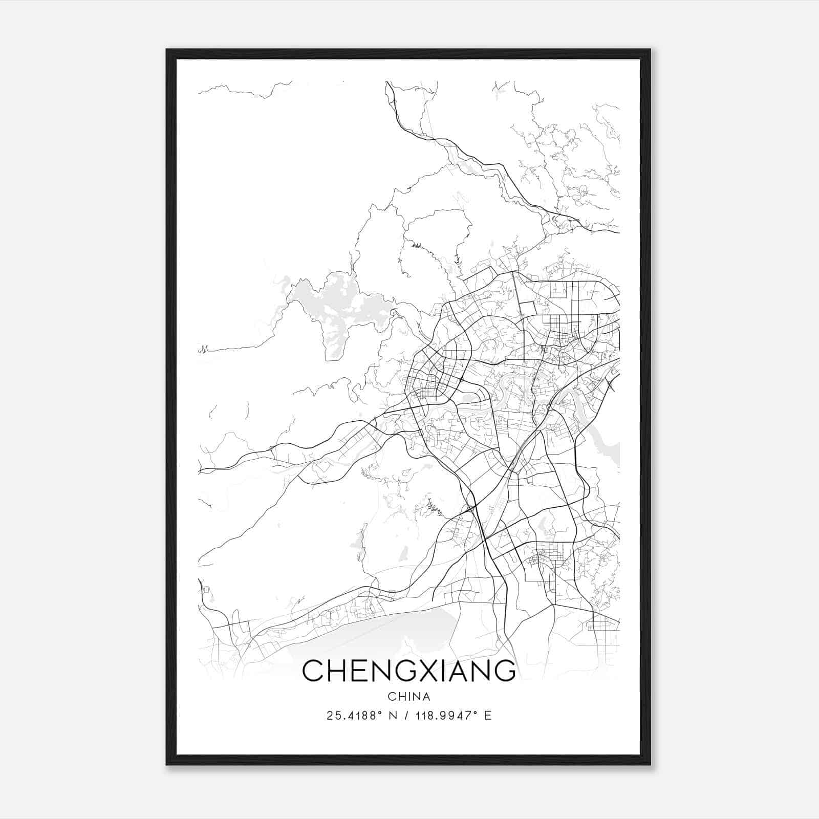Chengxiang China Map Poster, Chengxiang City Road Wall Art Print