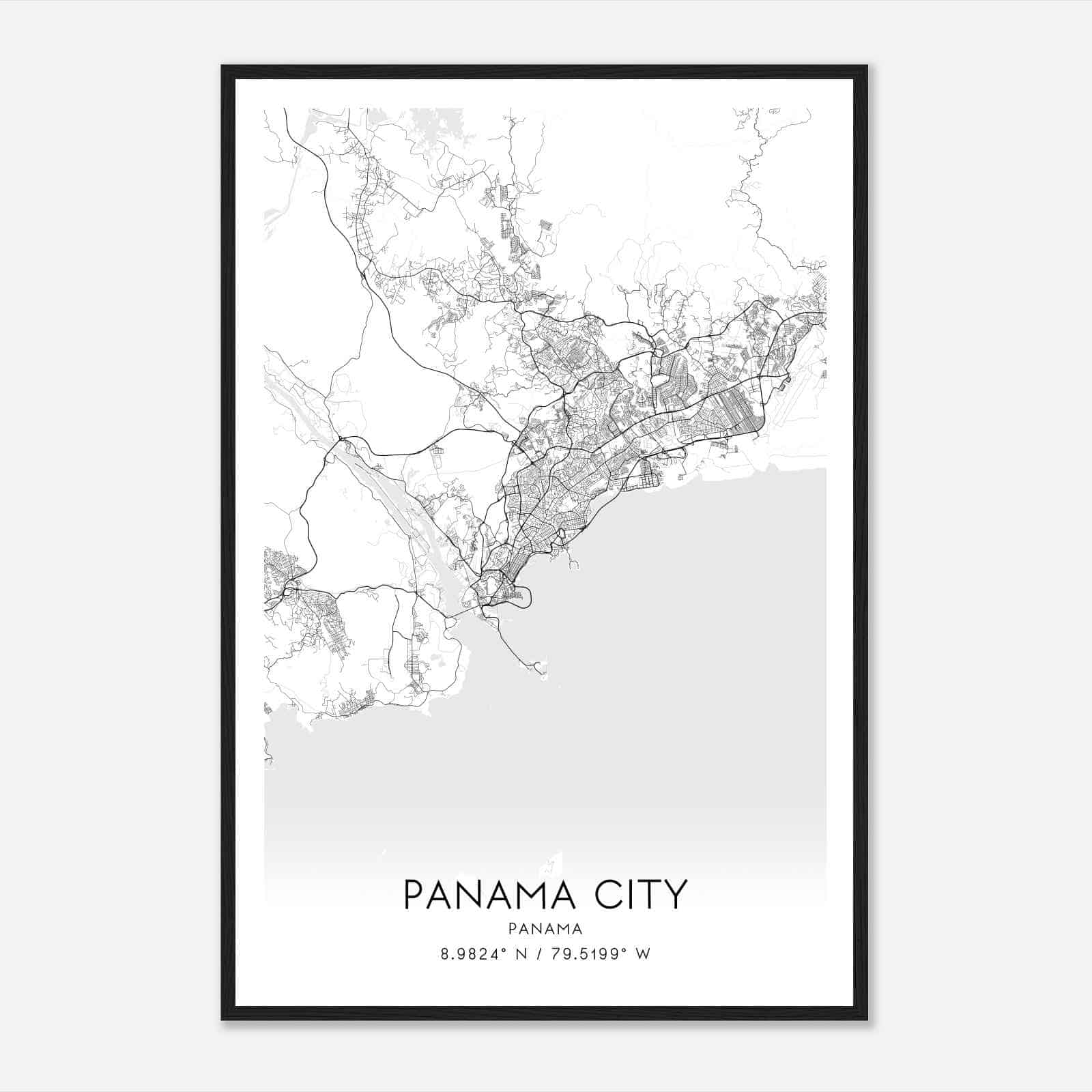 Panama City Panama Map Poster, Panama City City Road Wall Art Print