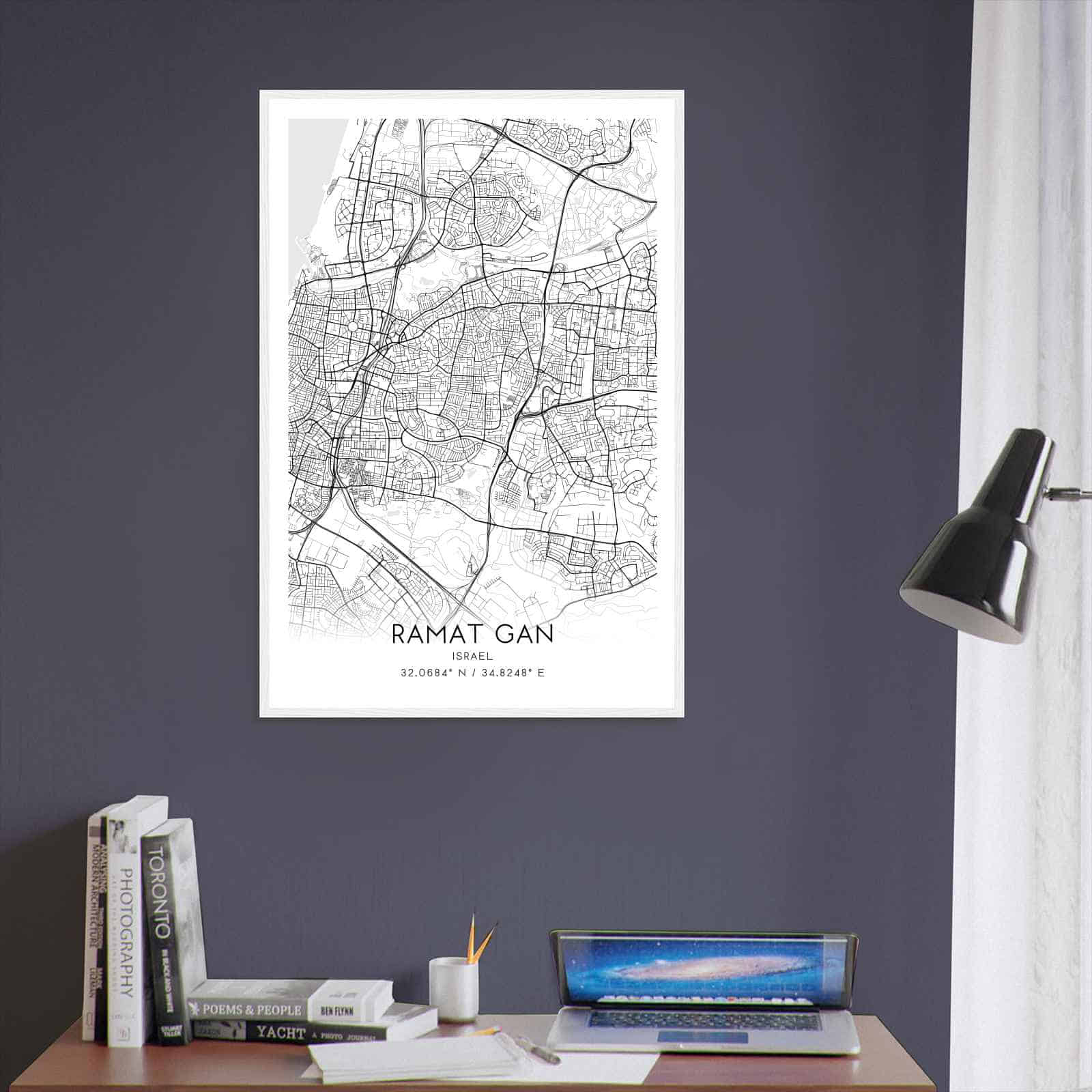 Ramat Gan Israel Map Poster, Ramat Gan City Road Wall Art Print