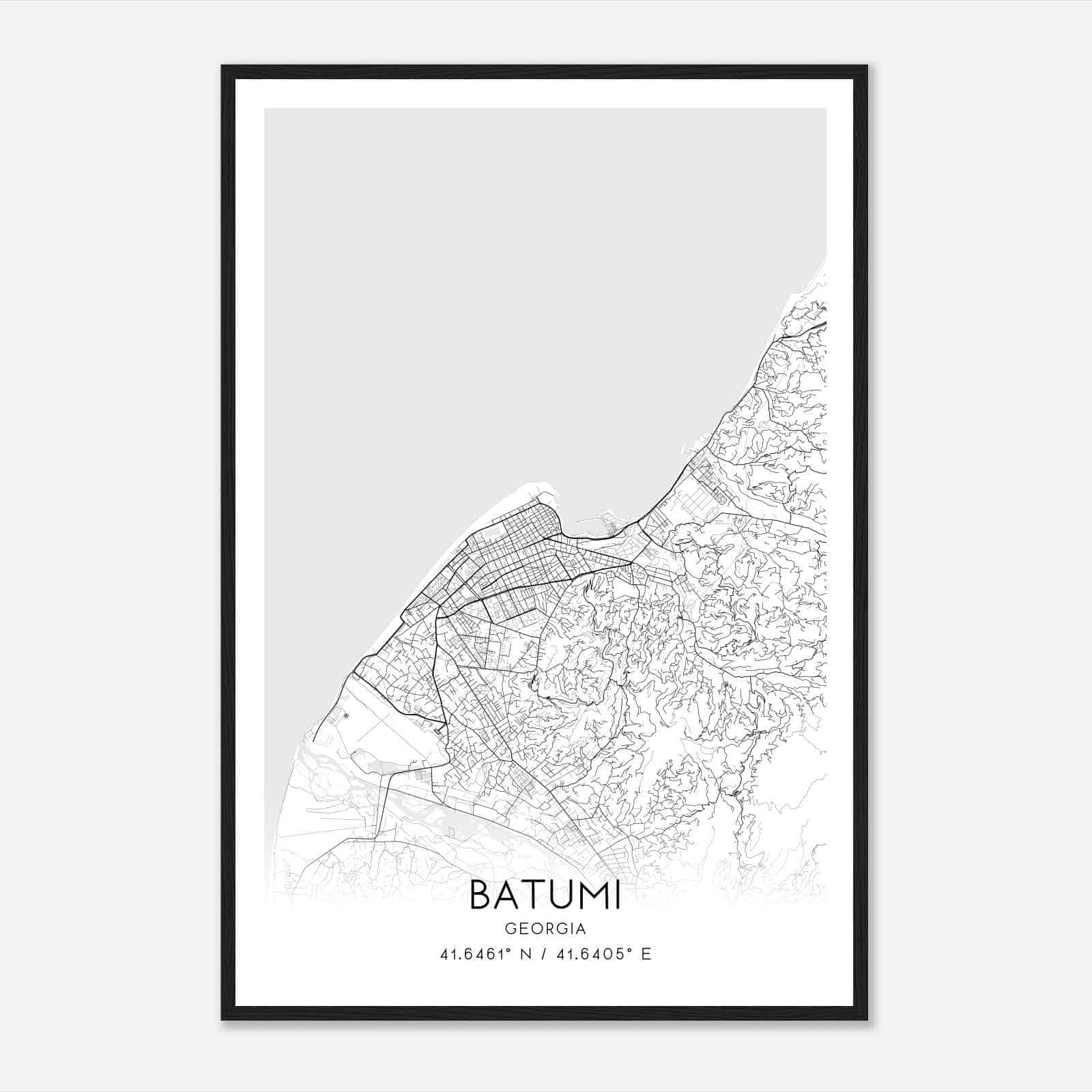 Batumi Georgia Map Poster, Batumi City Road Wall Art Print