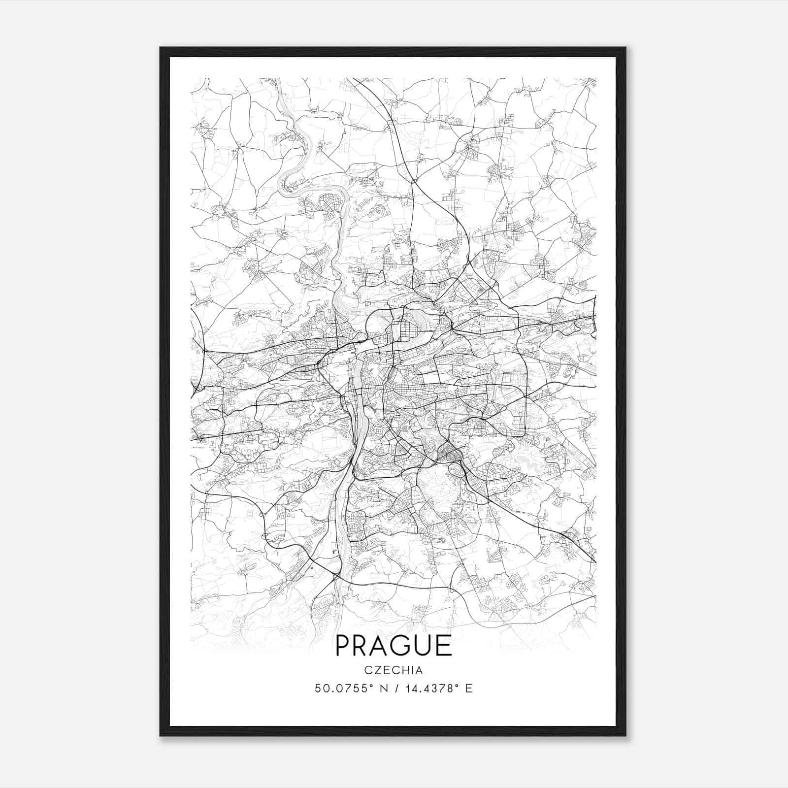 Prague Czechia Map Poster, Prague City Road Wall Art Print