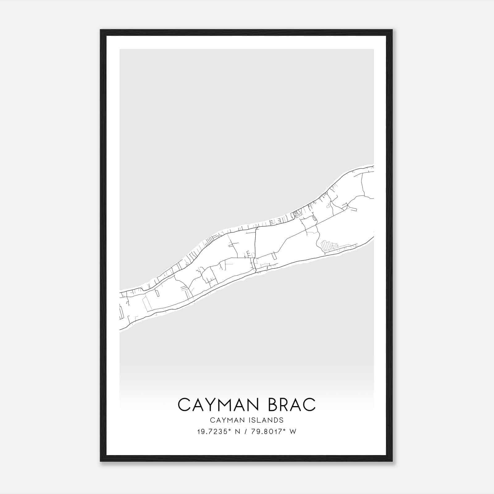 Cayman Brac Cayman Islands Map Poster, Cayman Brac City Road Wall Art Print