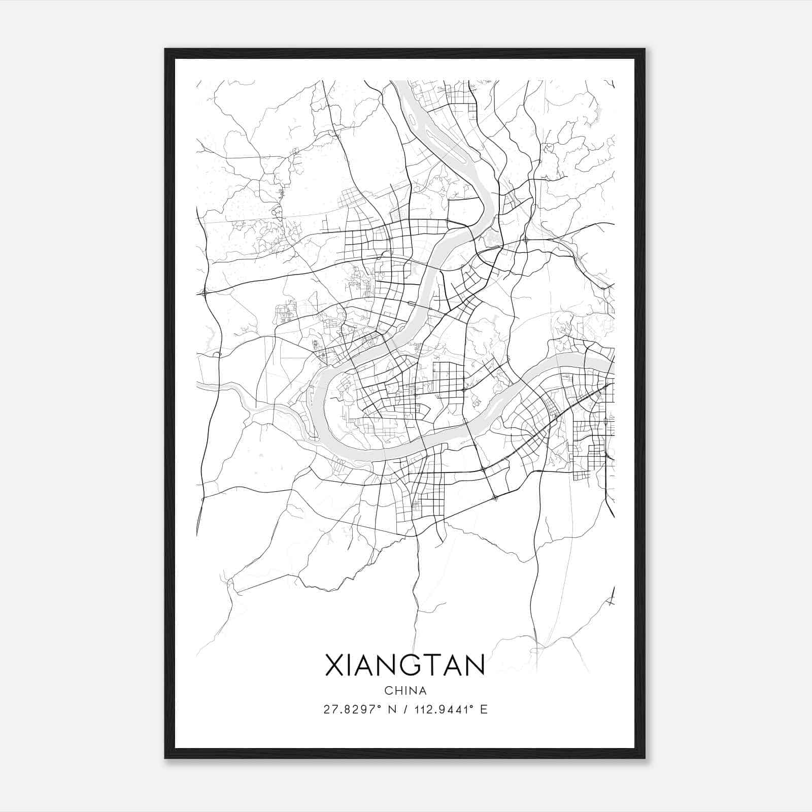 Xiangtan China Map Poster, Xiangtan City Road Wall Art Print