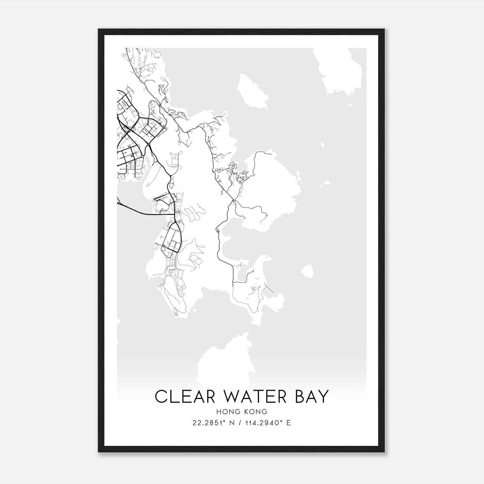Clear Water Bay Hong Kong Map Poster, Clear Water Bay City Road Wall Art Print