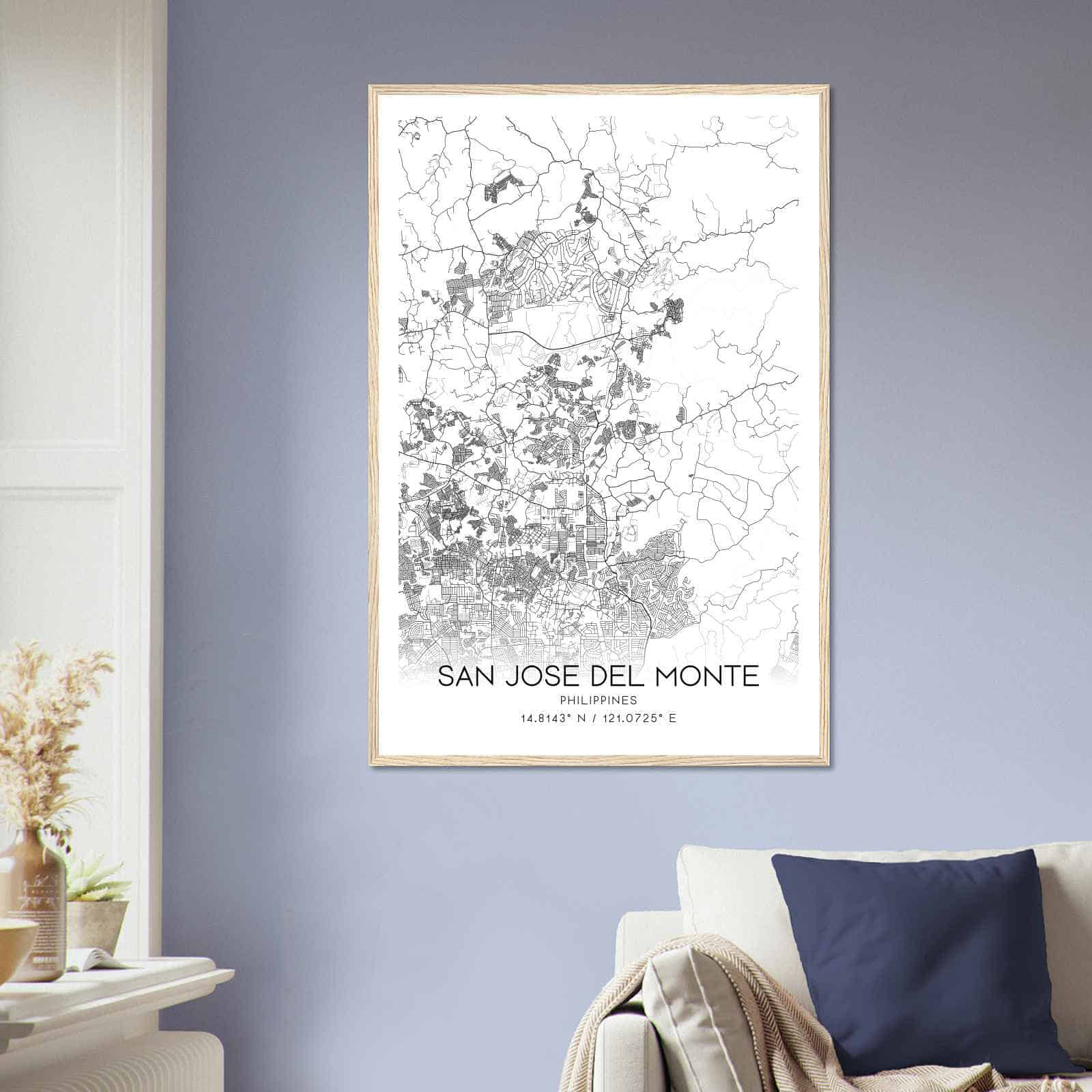 San Jose del Monte Philippines Map Poster, San Jose del Monte City Road Wall Art Print