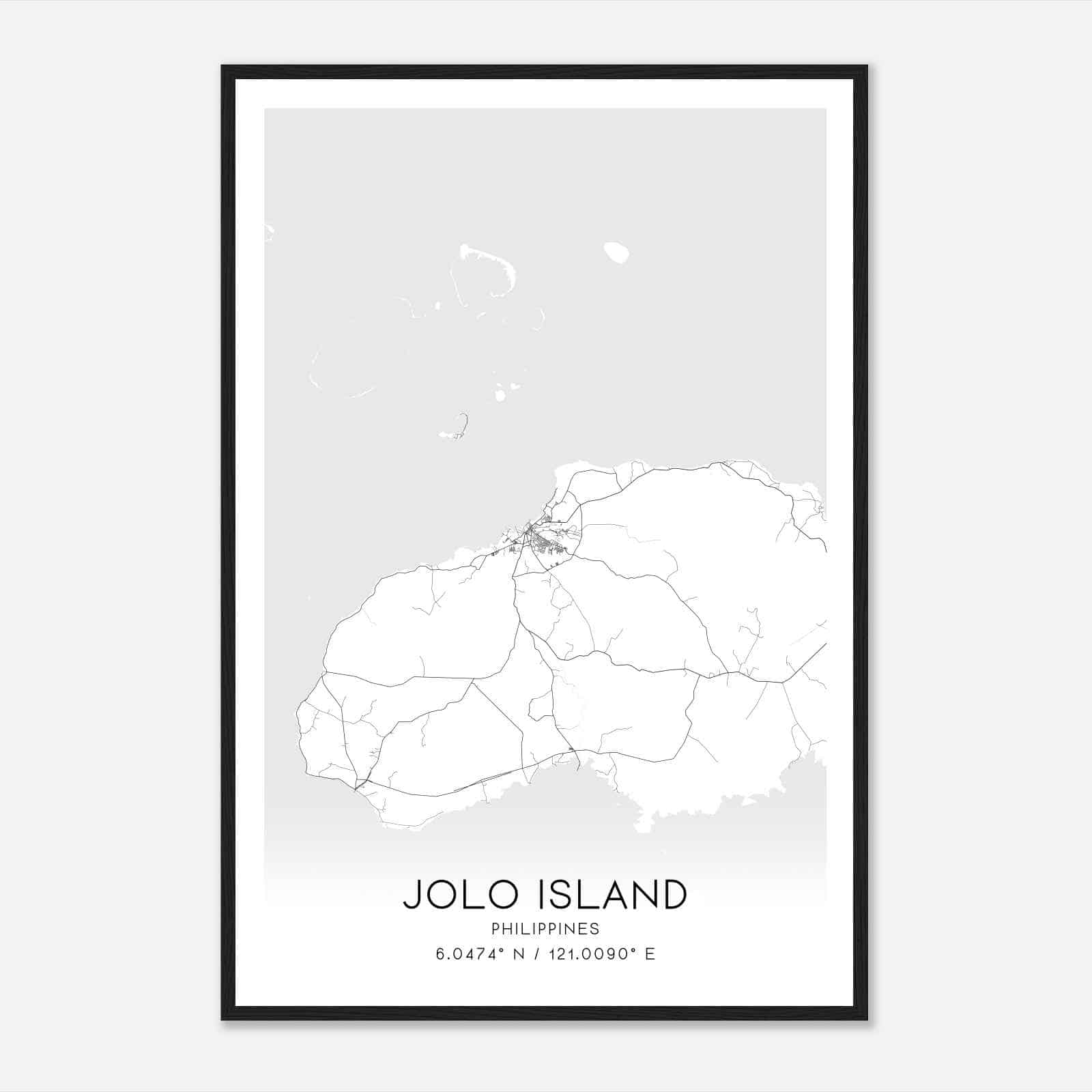 Jolo Island Philippines Map Poster, Jolo Island City Road Wall Art Print