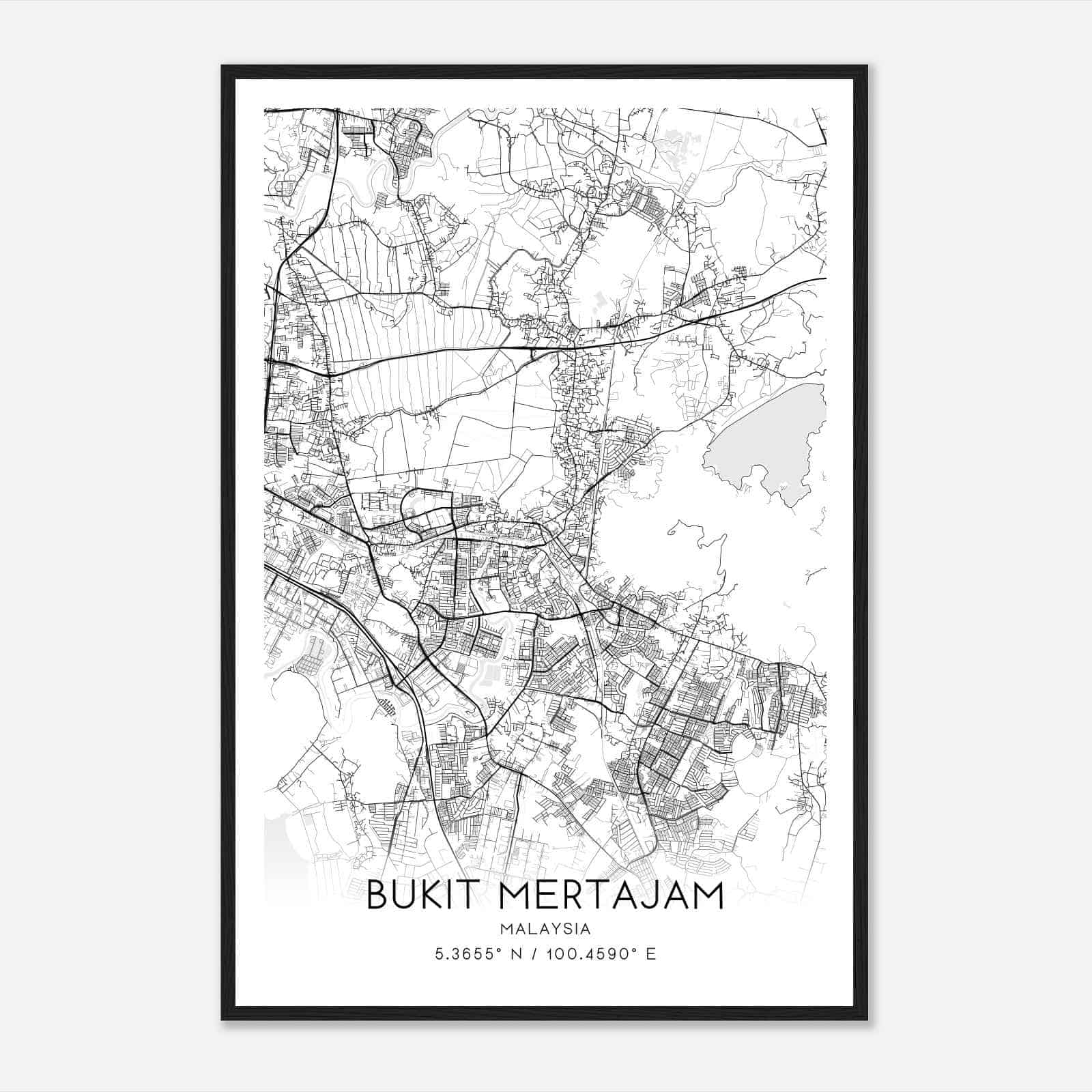 Bukit Mertajam Malaysia Map Poster, Bukit Mertajam City Road Wall Art Print