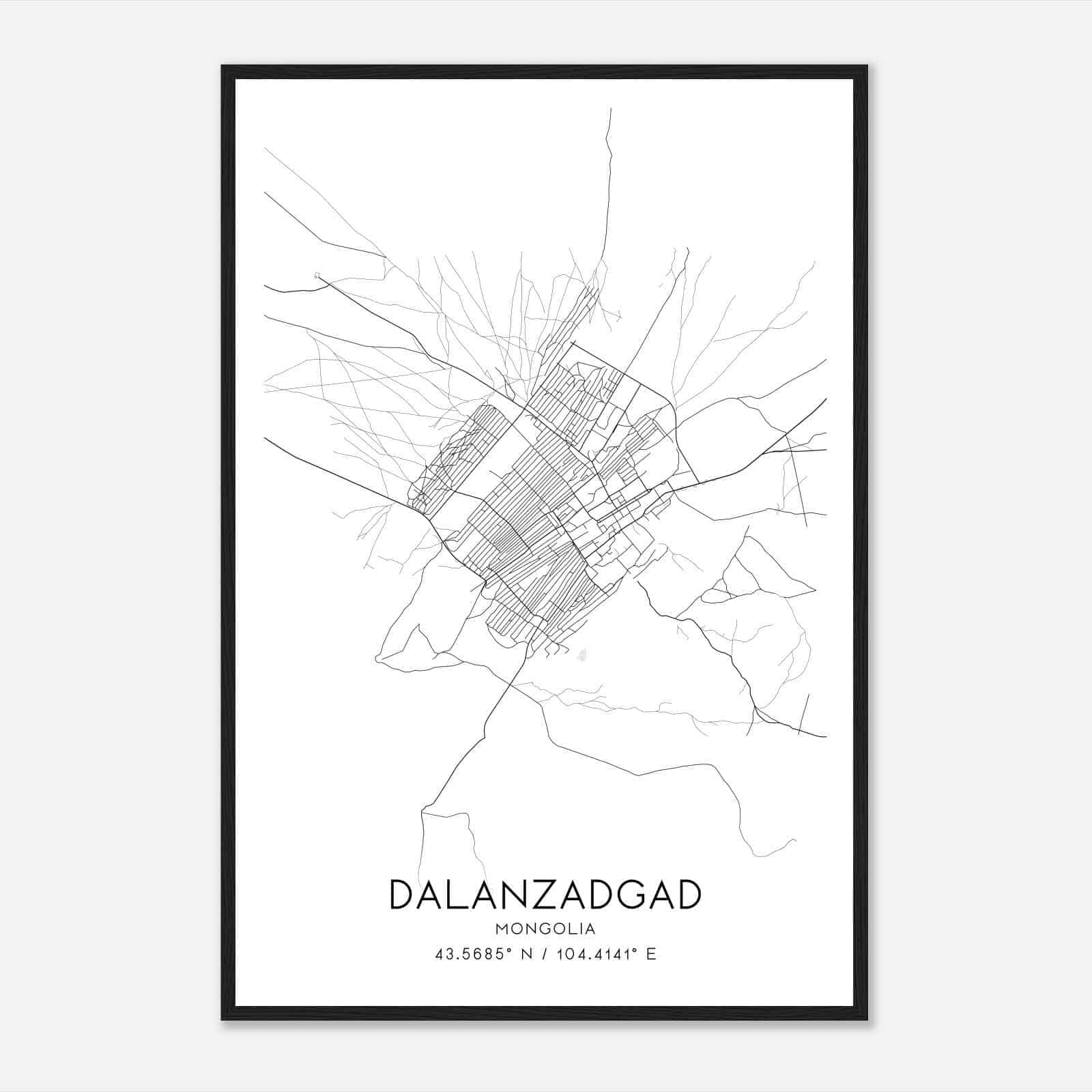 Dalanzadgad Mongolia Map Poster, Dalanzadgad City Road Wall Art Print