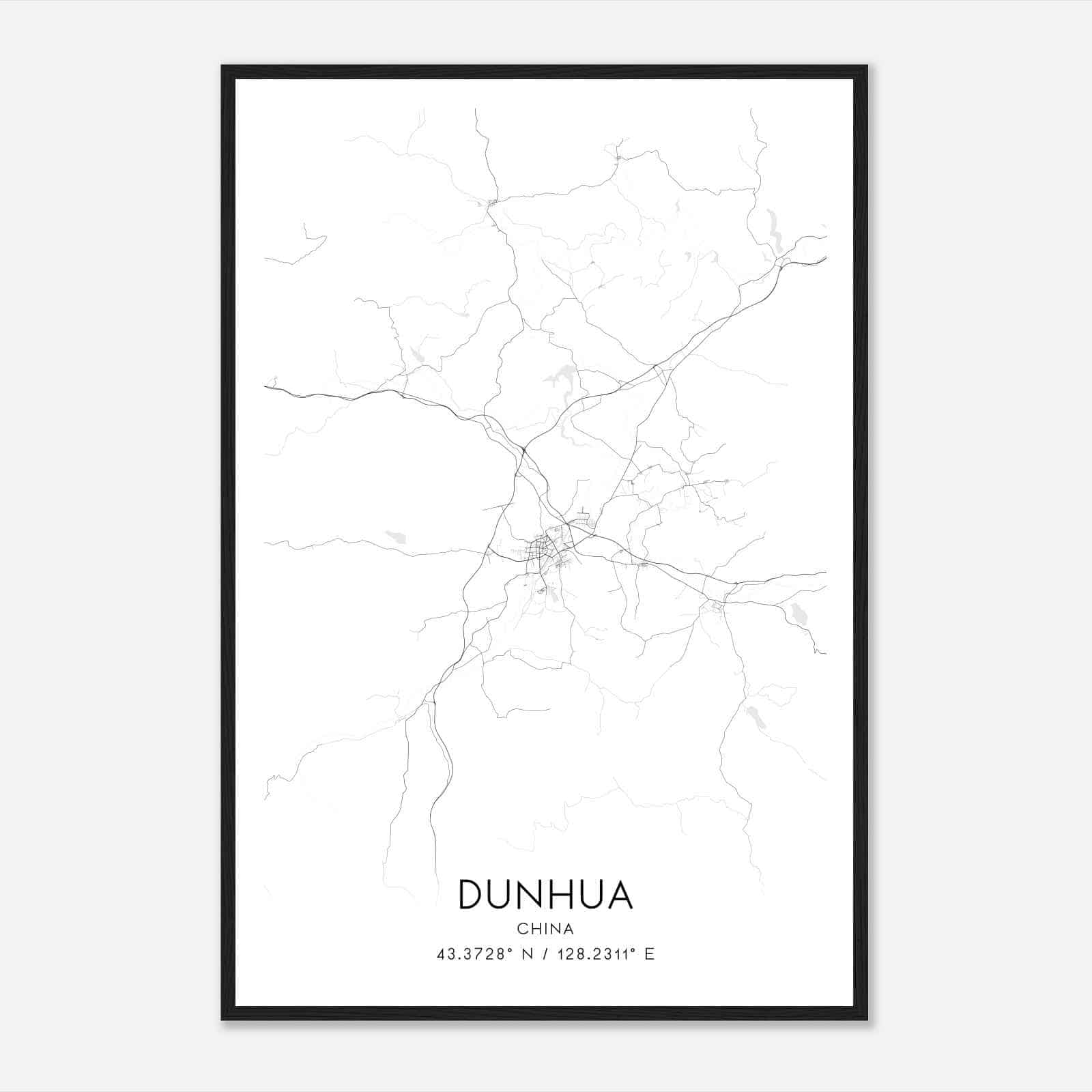 Dunhua China Map Poster, Dunhua City Road Wall Art Print