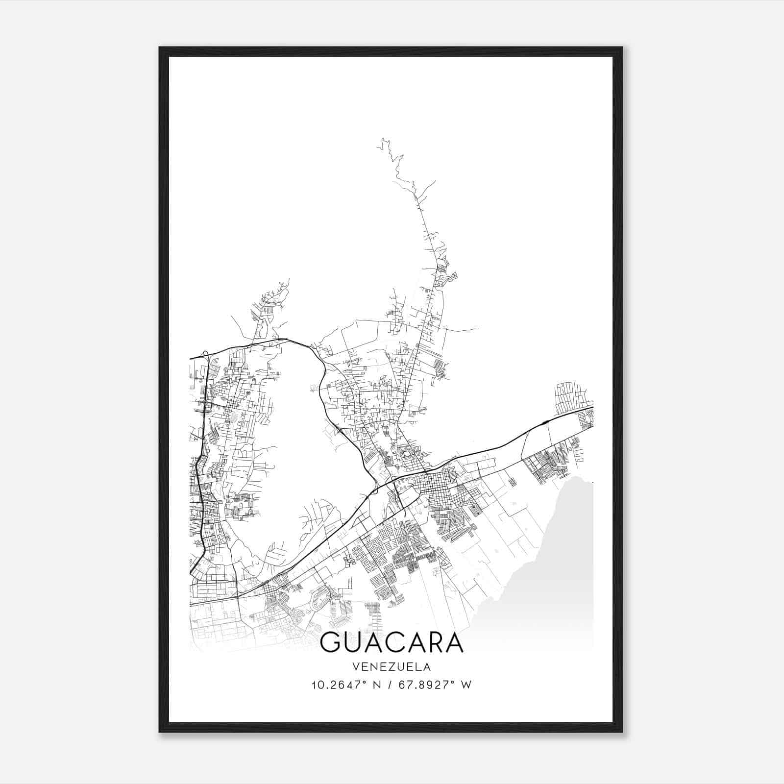 Guacara Venezuela Map Poster, Guacara City Road Wall Art Print