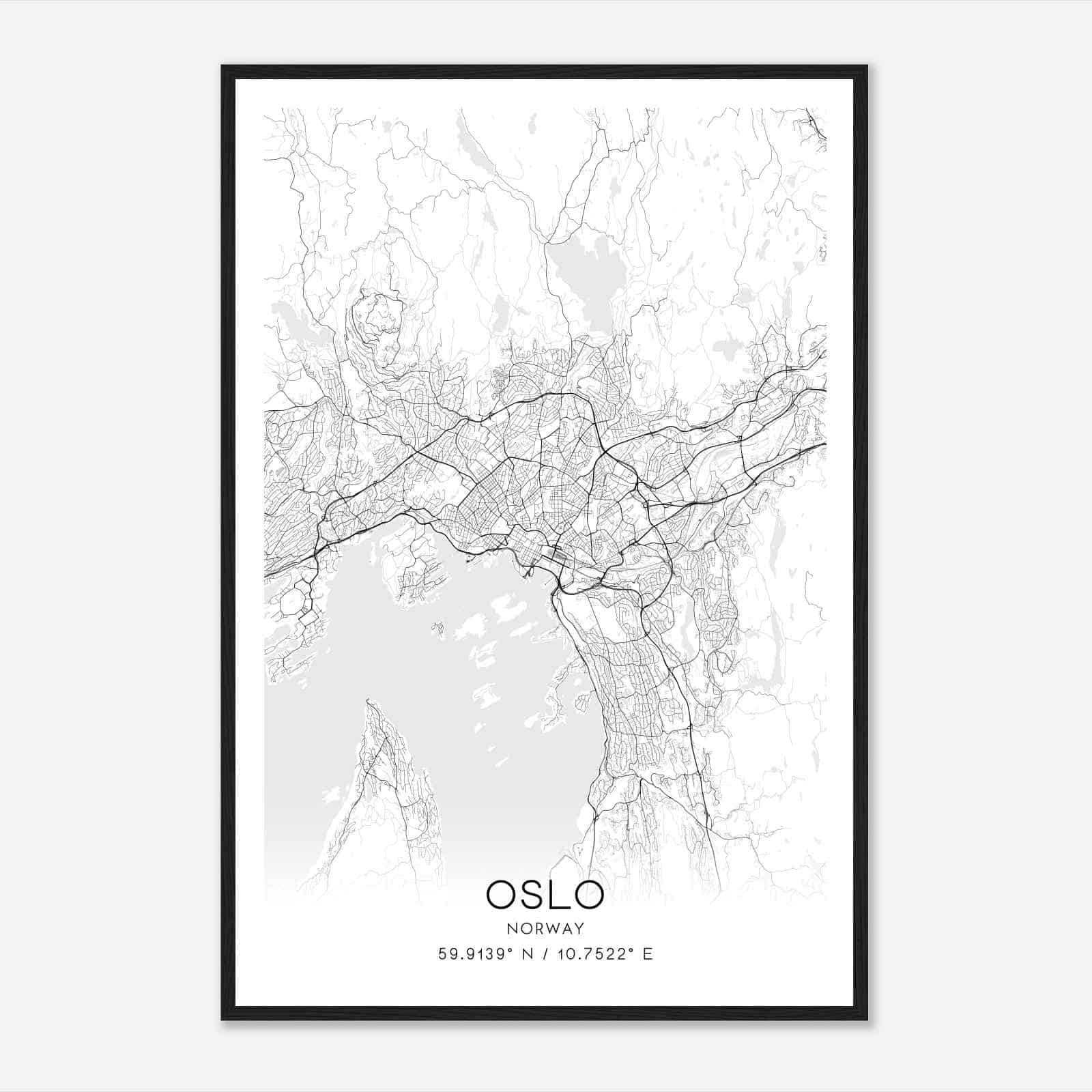 Oslo Norway Map Poster, Oslo City Road Wall Art Print
