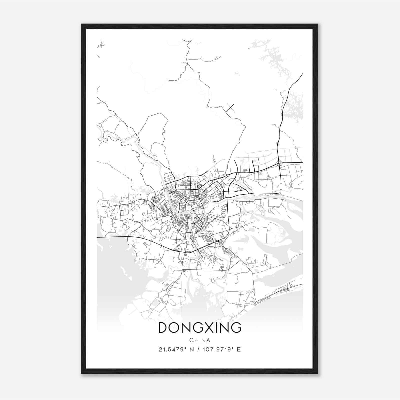Dongxing China Map Poster, Dongxing City Road Wall Art Print