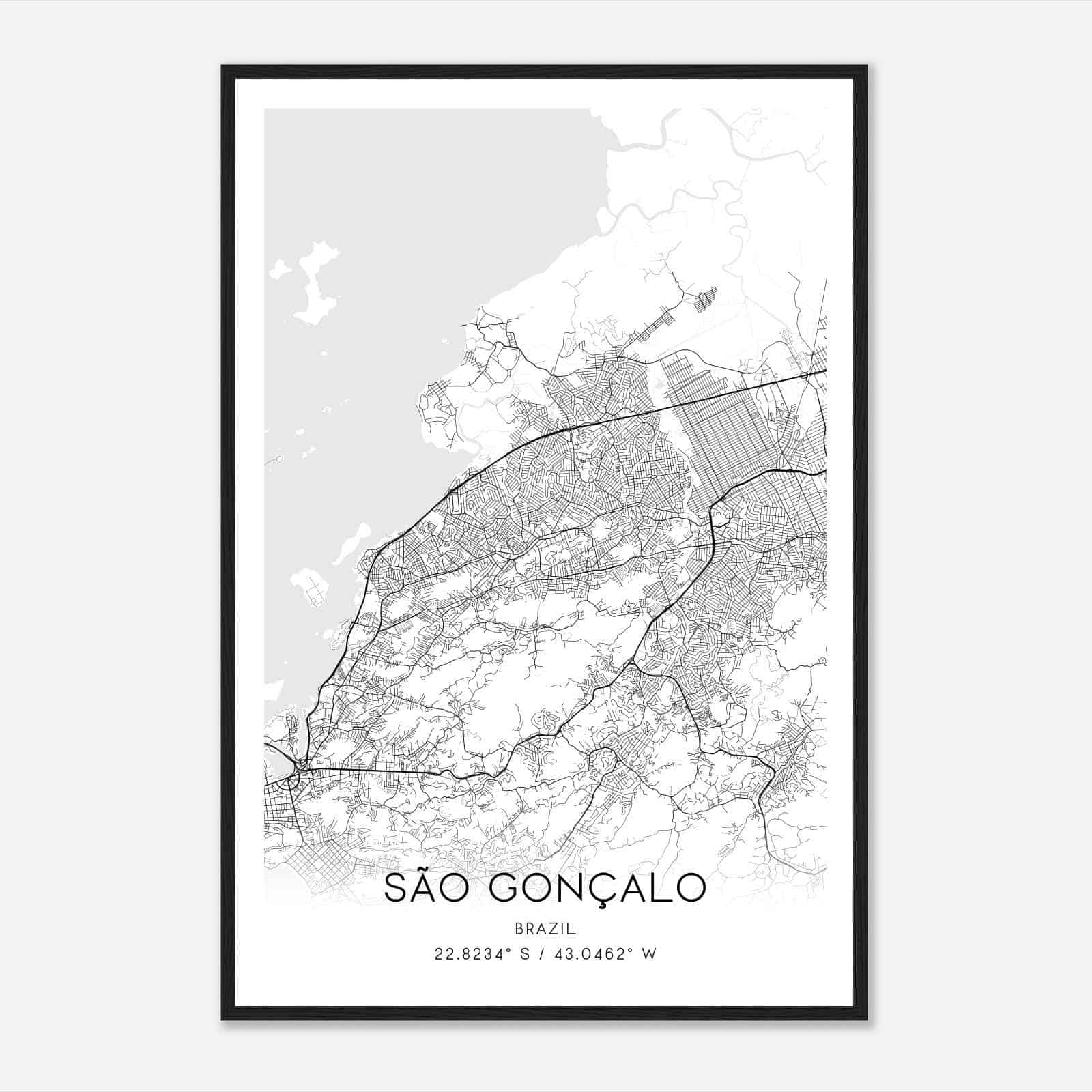Sao Goncalo Brazil Map Poster, Sao Goncalo City Road Wall Art Print