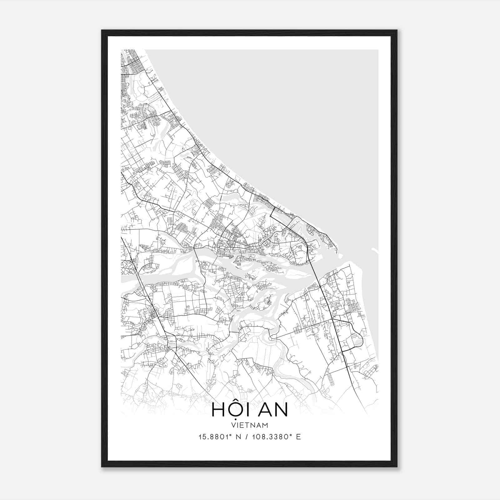 Hoi An Vietnam Map Poster, Hoi An City Road Wall Art Print