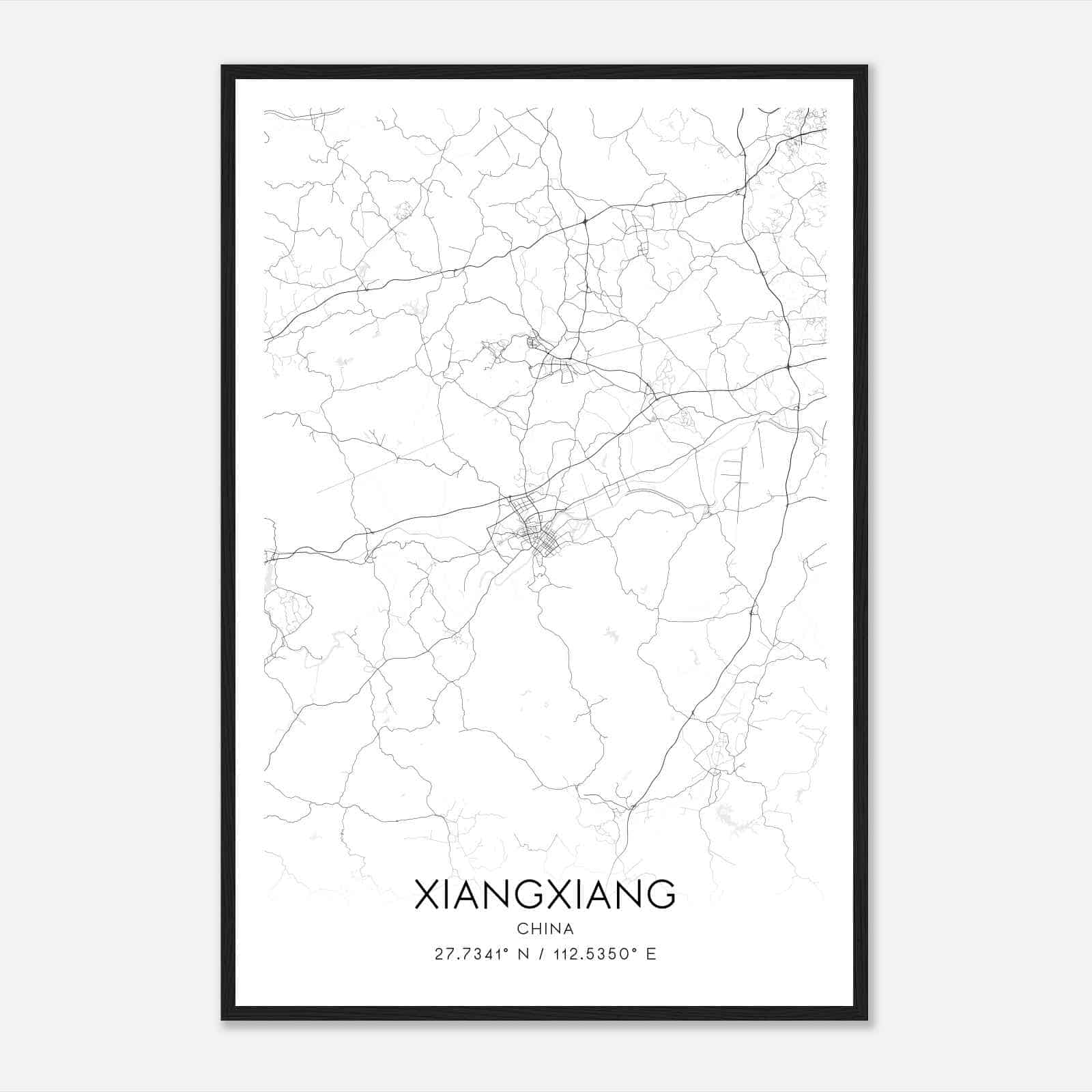 Xiangxiang China Map Poster, Xiangxiang City Road Wall Art Print