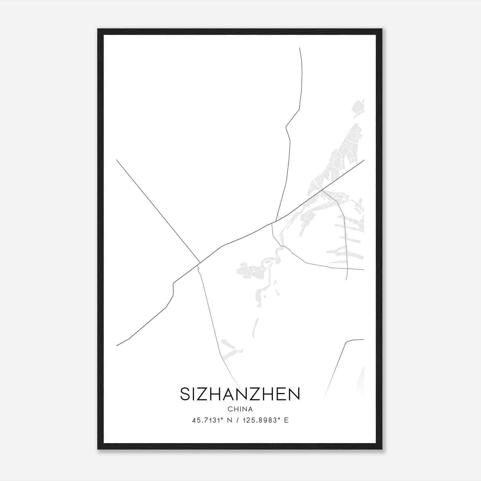 Sizhanzhen China Map Poster, Sizhanzhen City Road Wall Art Print
