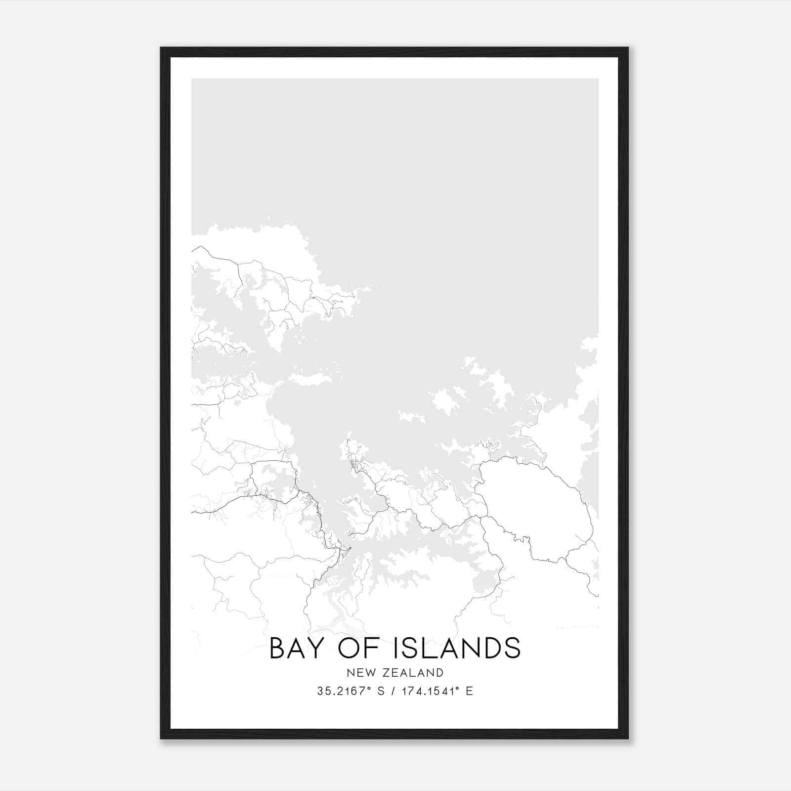 Bay Of Islands New Zealand Map Poster, Bay Of Islands City Road Wall Art Print