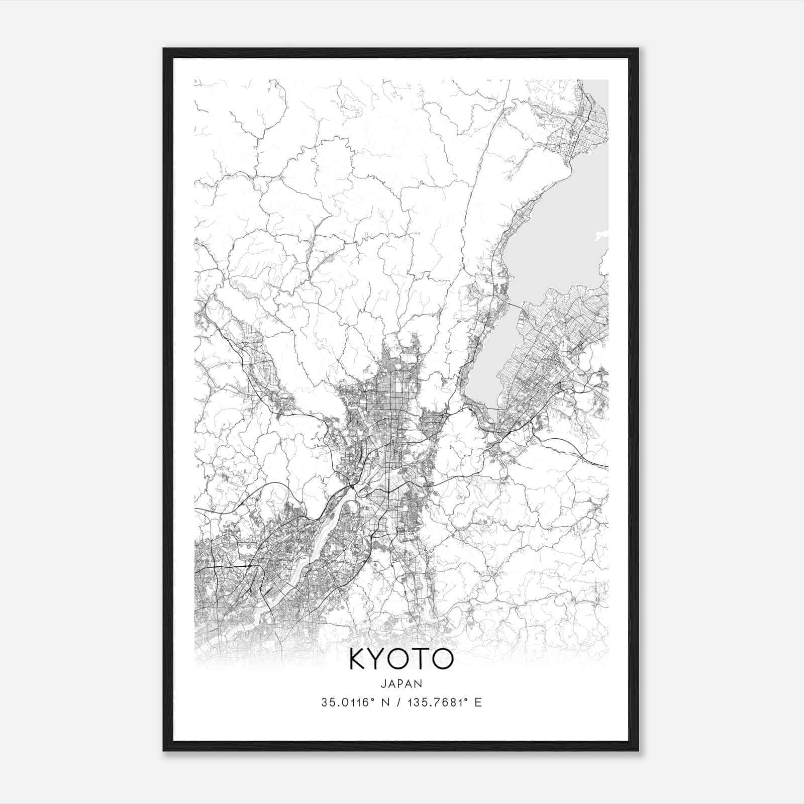 Kyoto Japan Map Poster, Kyoto City Road Wall Art Print