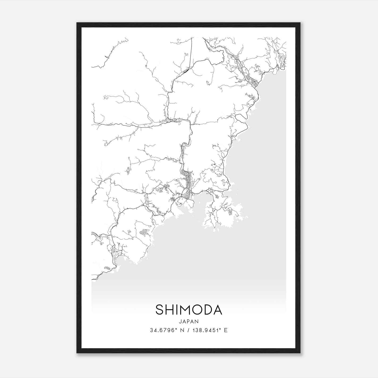 Shimoda Japan Map Poster, Shimoda City Road Wall Art Print