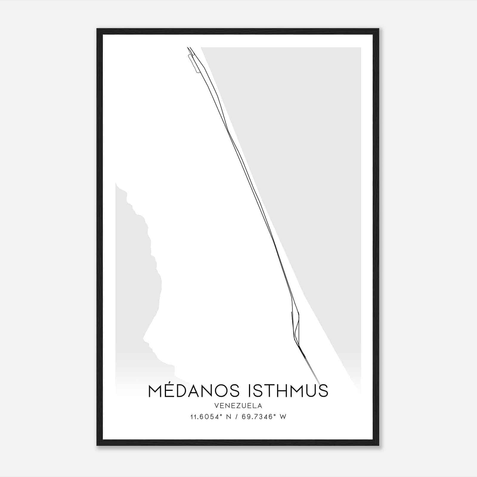 Medanos Isthmus Venezuela Map Poster, Medanos Isthmus City Road Wall Art Print