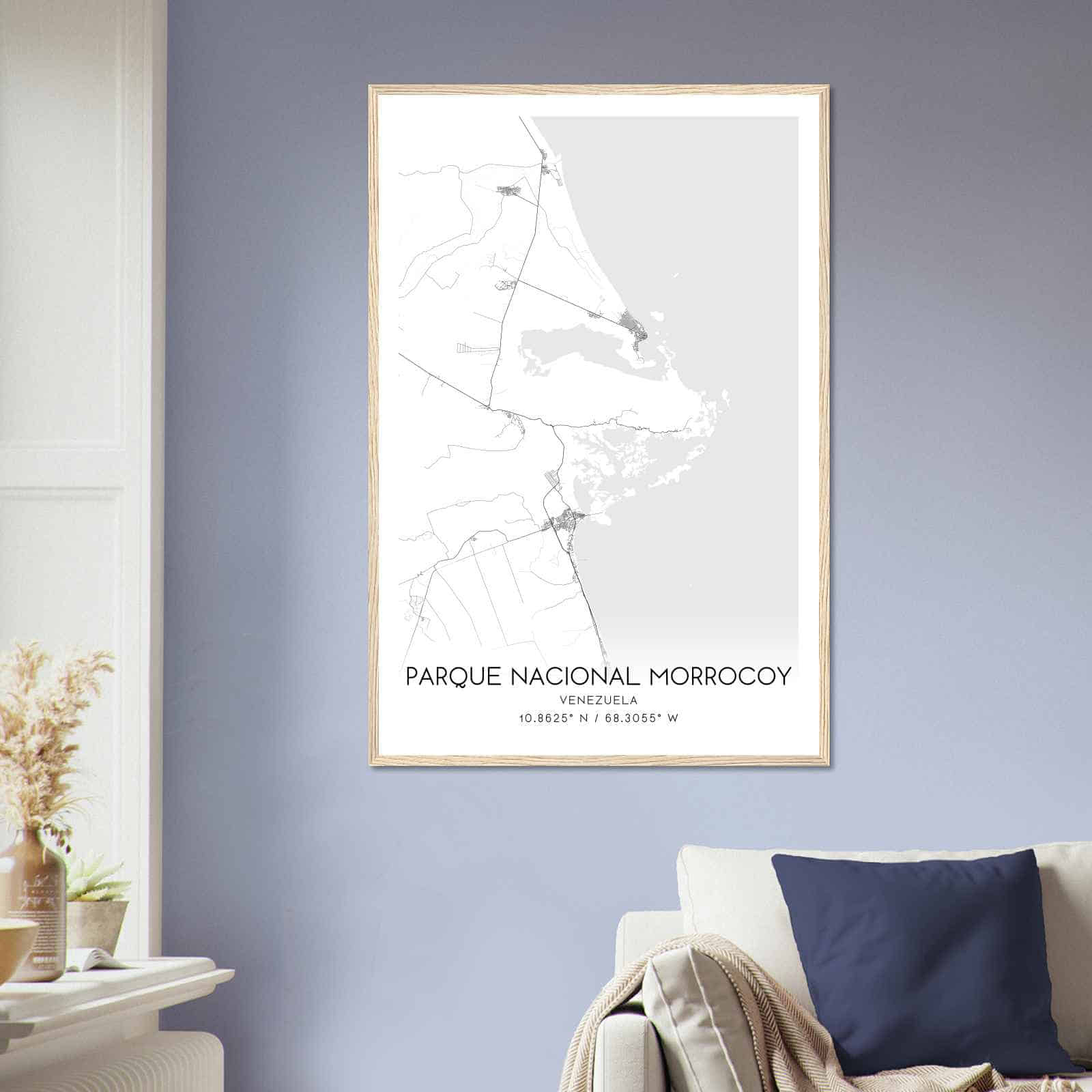 Parque Nacional Morrocoy Venezuela Map Poster, Parque Nacional Morrocoy City Road Wall Art Print