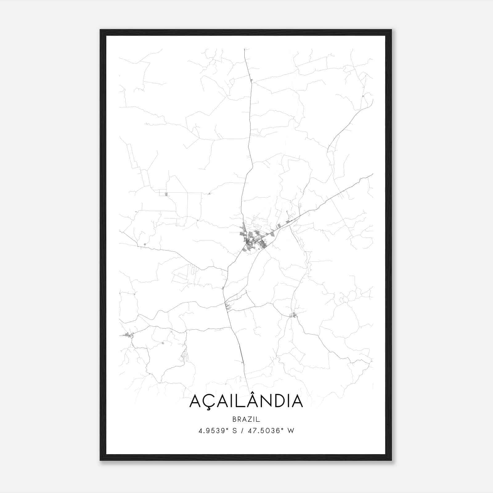 Acailandia Brazil Map Poster, Acailandia City Road Wall Art Print