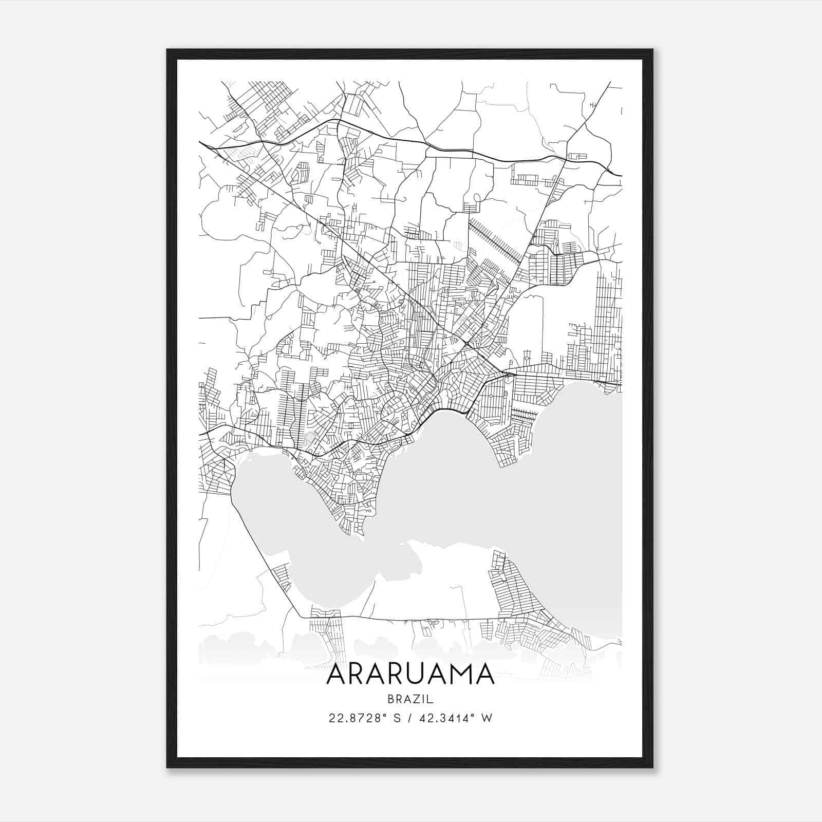 Araruama Brazil Map Poster, Araruama City Road Wall Art Print