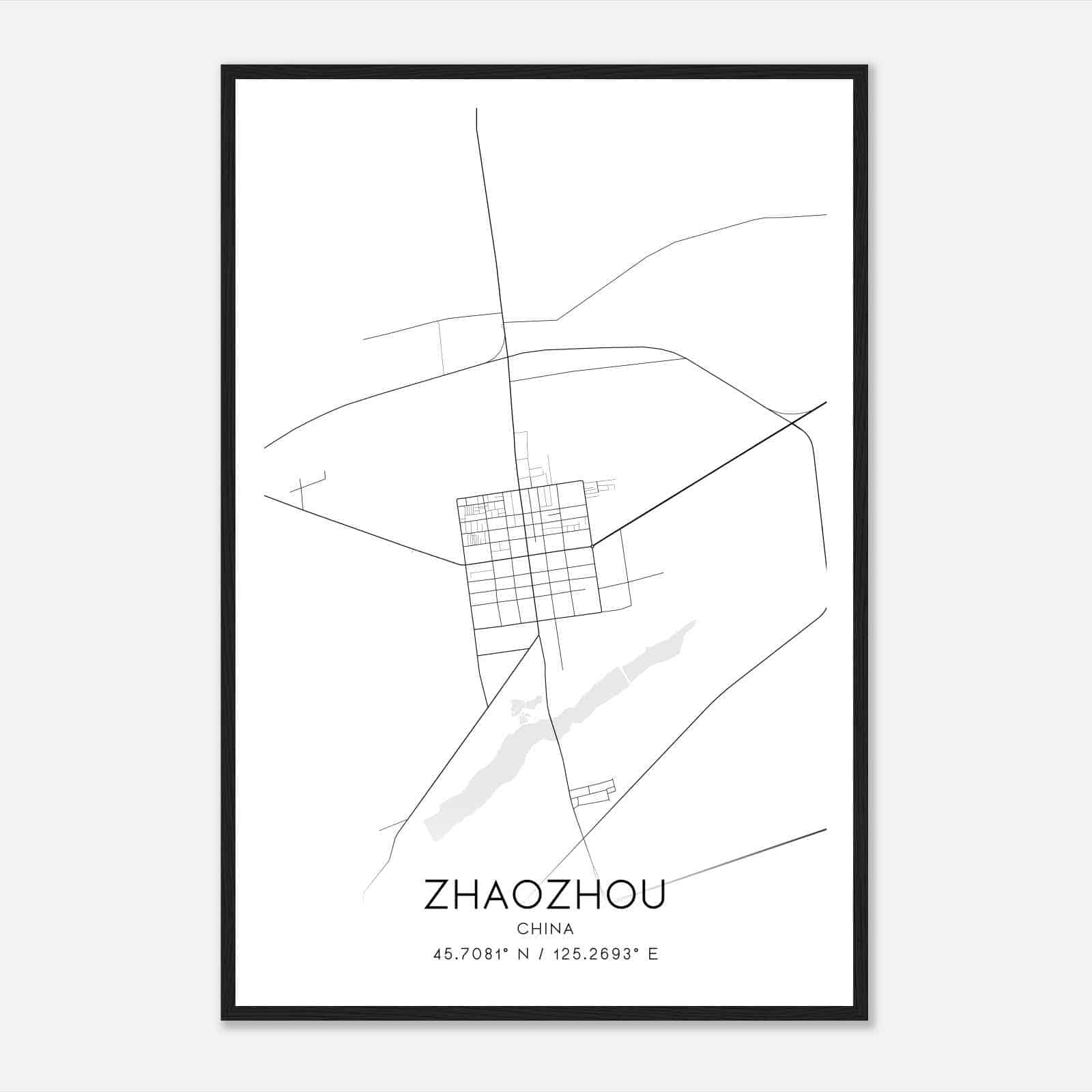 Zhaozhou China Map Poster, Zhaozhou City Road Wall Art Print