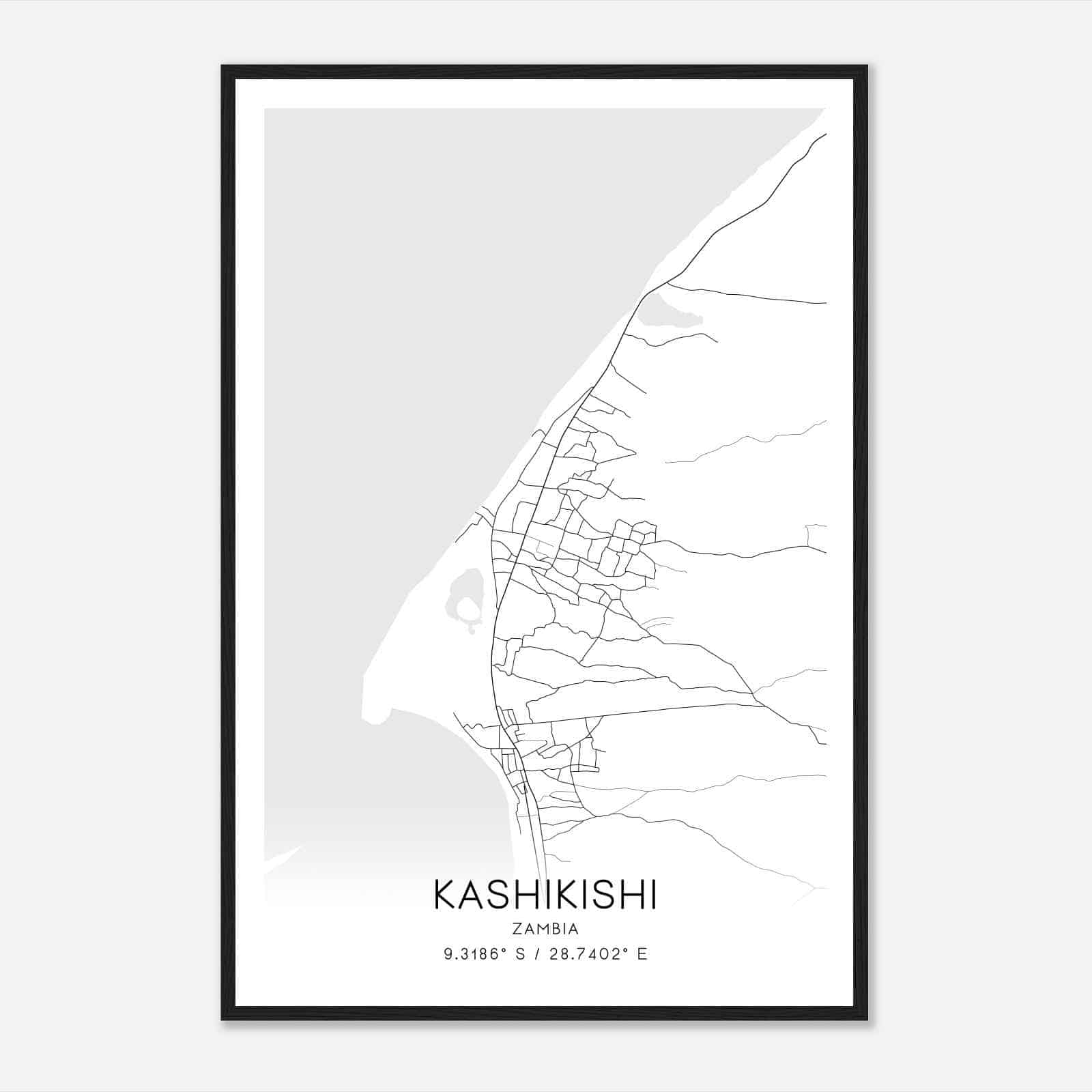 Kashikishi Zambia Map Poster, Kashikishi City Road Wall Art Print