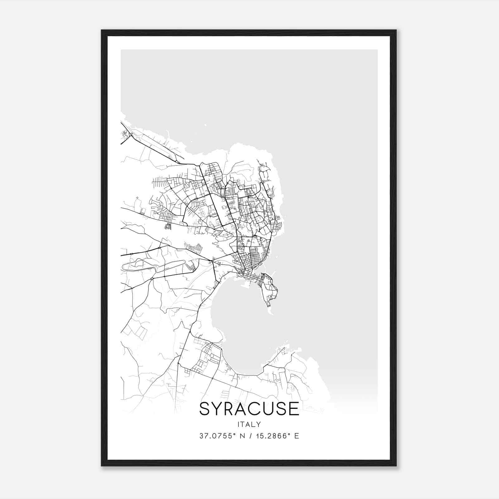 Syracuse Italy Map Poster, Syracuse City Road Wall Art Print