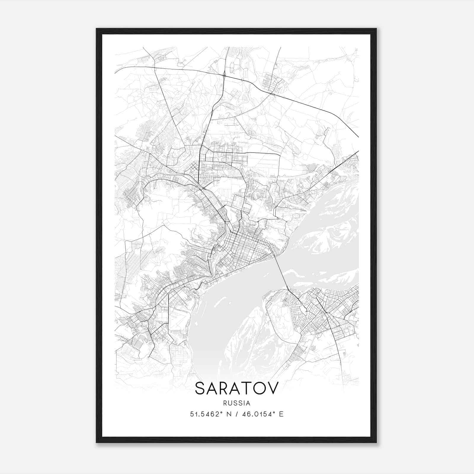 Saratov Russia Map Poster, Saratov City Road Wall Art Print