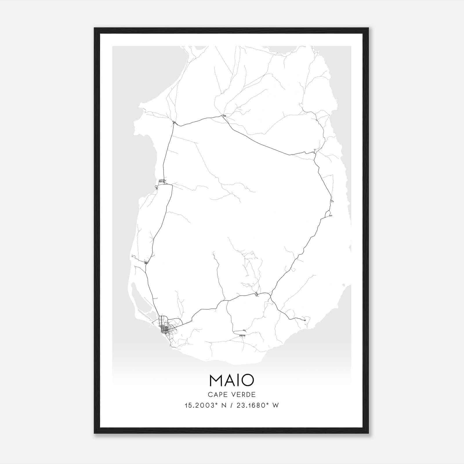 Maio Cape Verde Map Poster, Maio City Road Wall Art Print