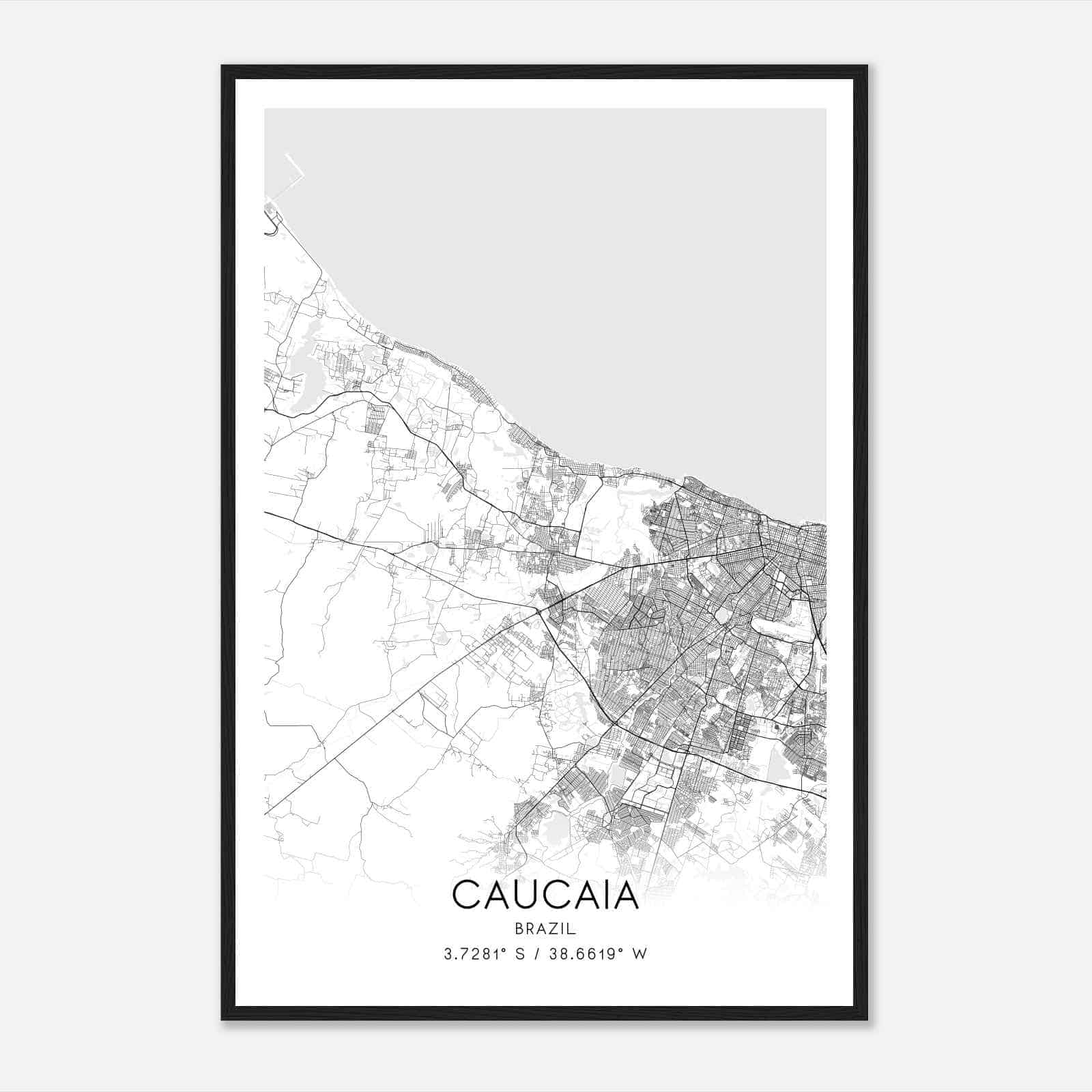Caucaia Brazil Map Poster, Caucaia City Road Wall Art Print