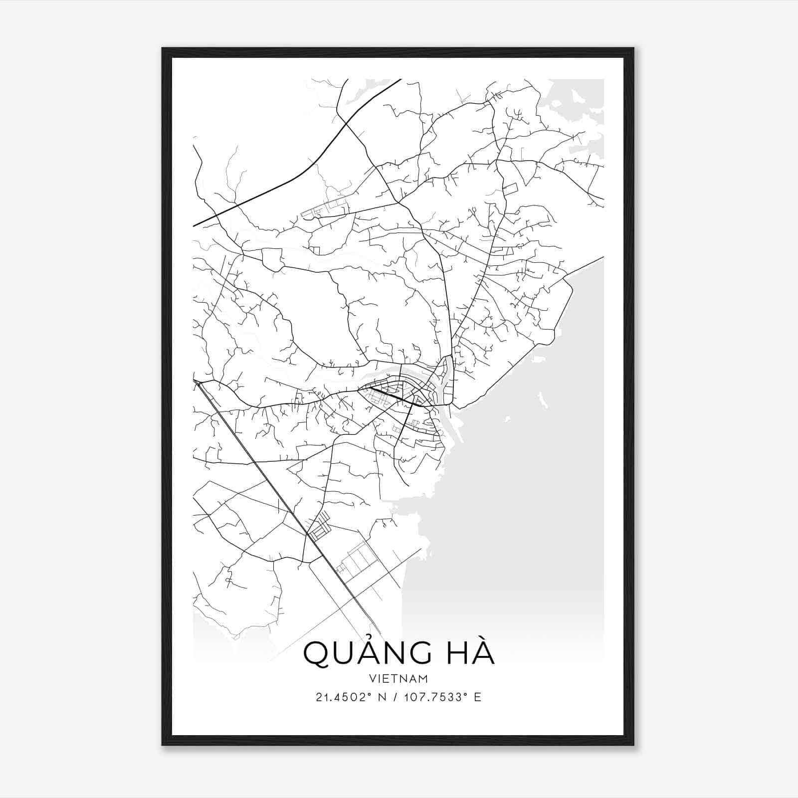 Quang Ha Vietnam Map Poster, Quang Ha City Road Wall Art Print